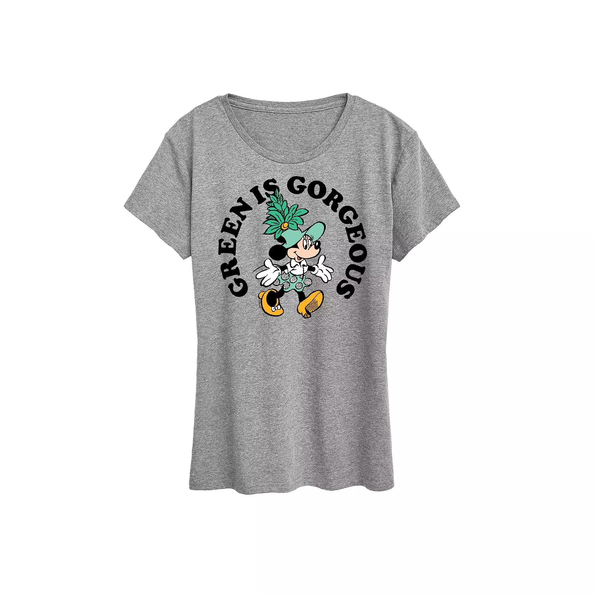 Disney's Minnie Mouse Women's Green Is Gorgeous Graphic Tee,  Product Image