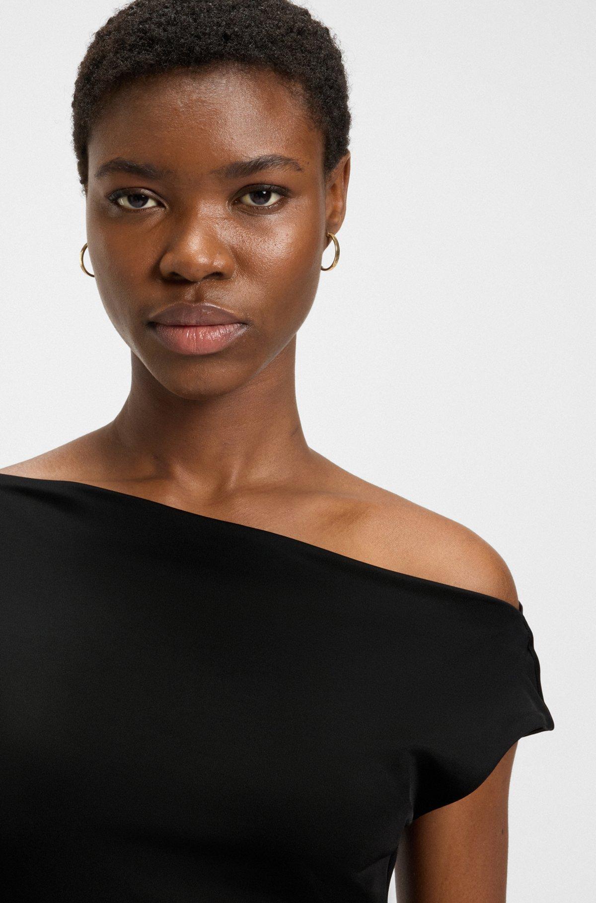Stretch-jersey dress with off-the-shoulder neckline Product Image