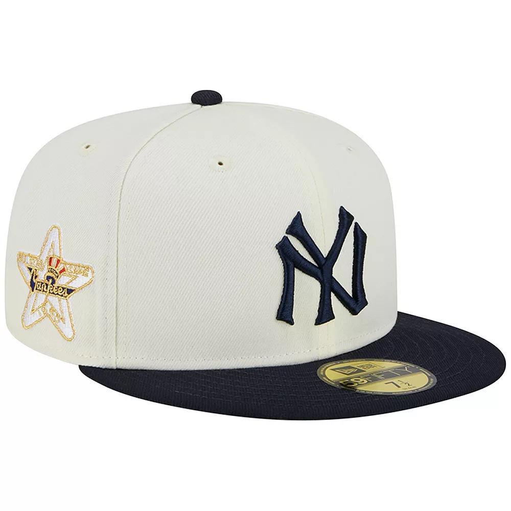 Men's New Era Stone/Navy New York Yankees Retro 59FIFTY Fitted Hat, Size: 8, Team Product Image