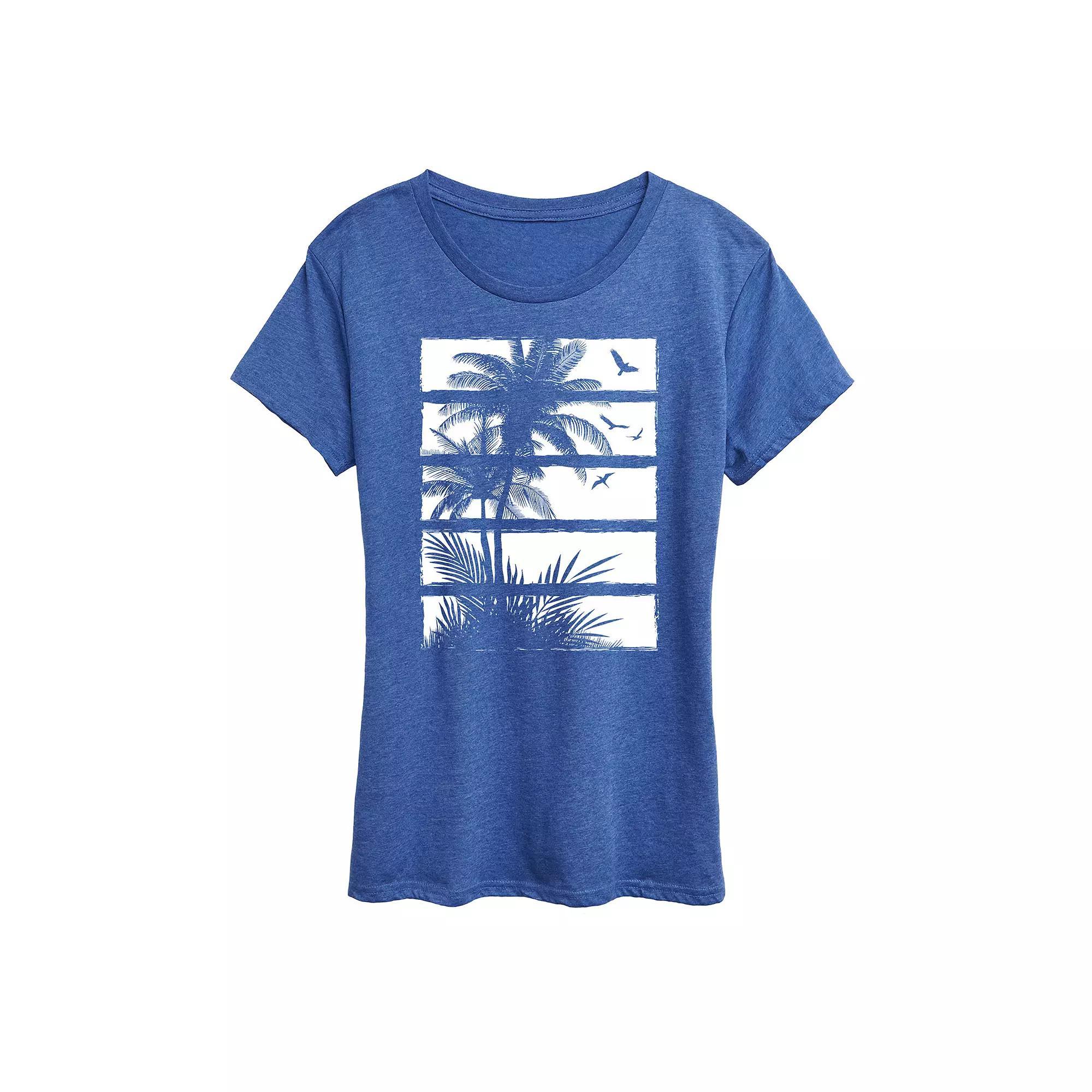 Women's Palm Tree Silhouette Panels Graphic Tee,  Product Image