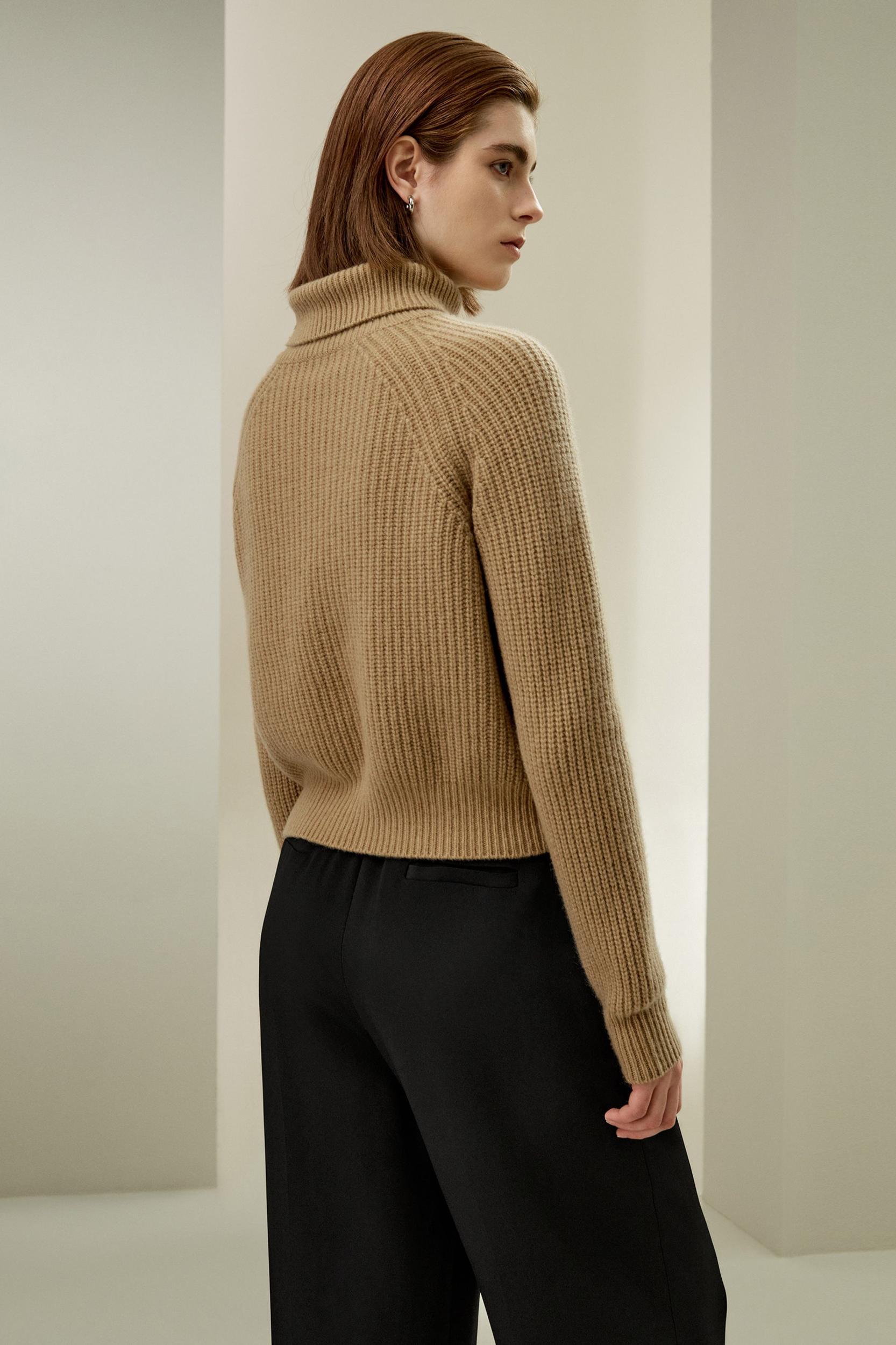 Cashmere Textured Turtleneck Sweater Product Image