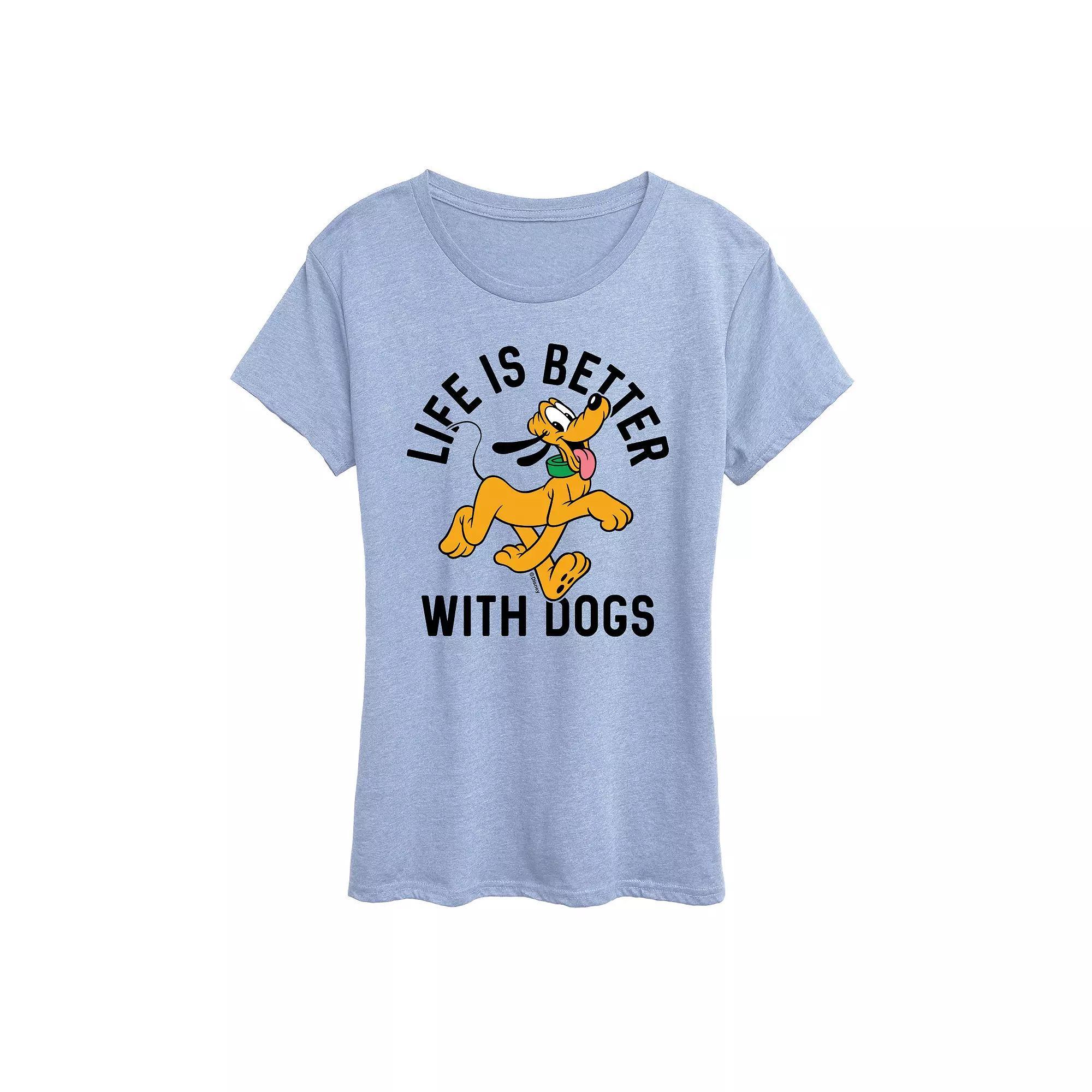 Disney's Pluto Women's Life Is Better With Dogs Graphic Tee,  Product Image