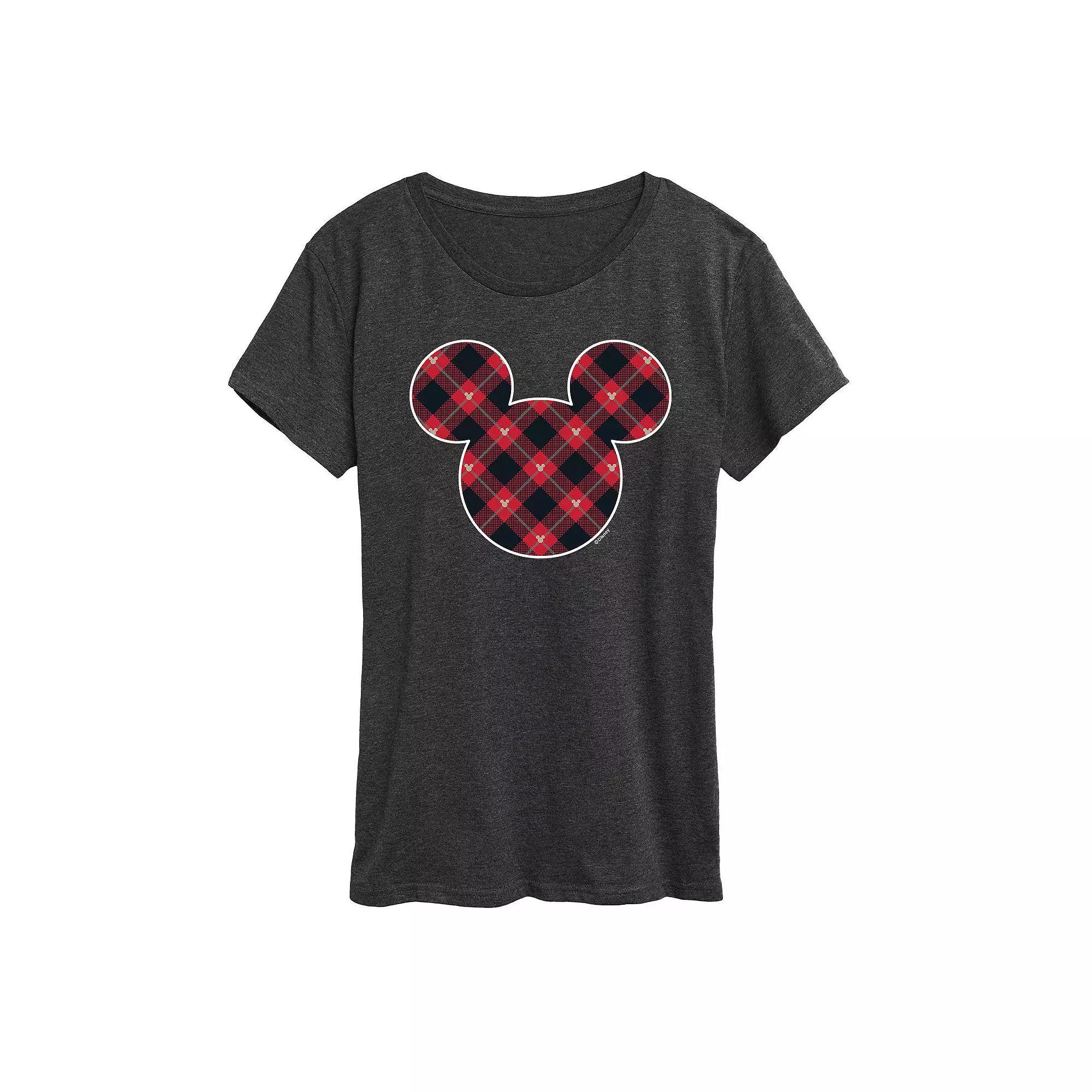 Disney's Mickey Mouse Women's Plaid Silhouette Graphic Tee, Girl's,  Product Image