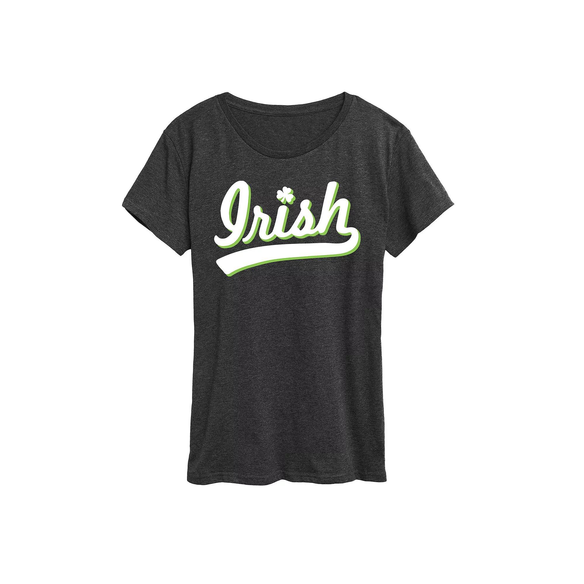 Women's Irish Script Graphic Tee, Size: Large, Heather Grey Product Image