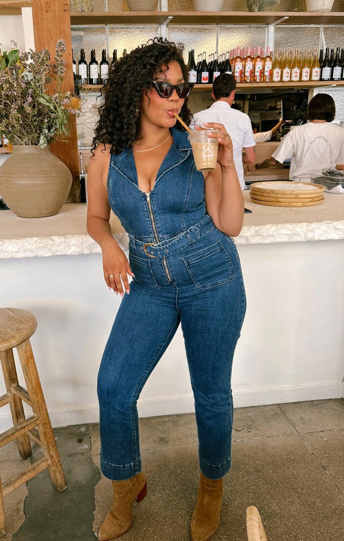 Jacksonville Cropped Jumpsuit ~ Lunar Blue Product Image