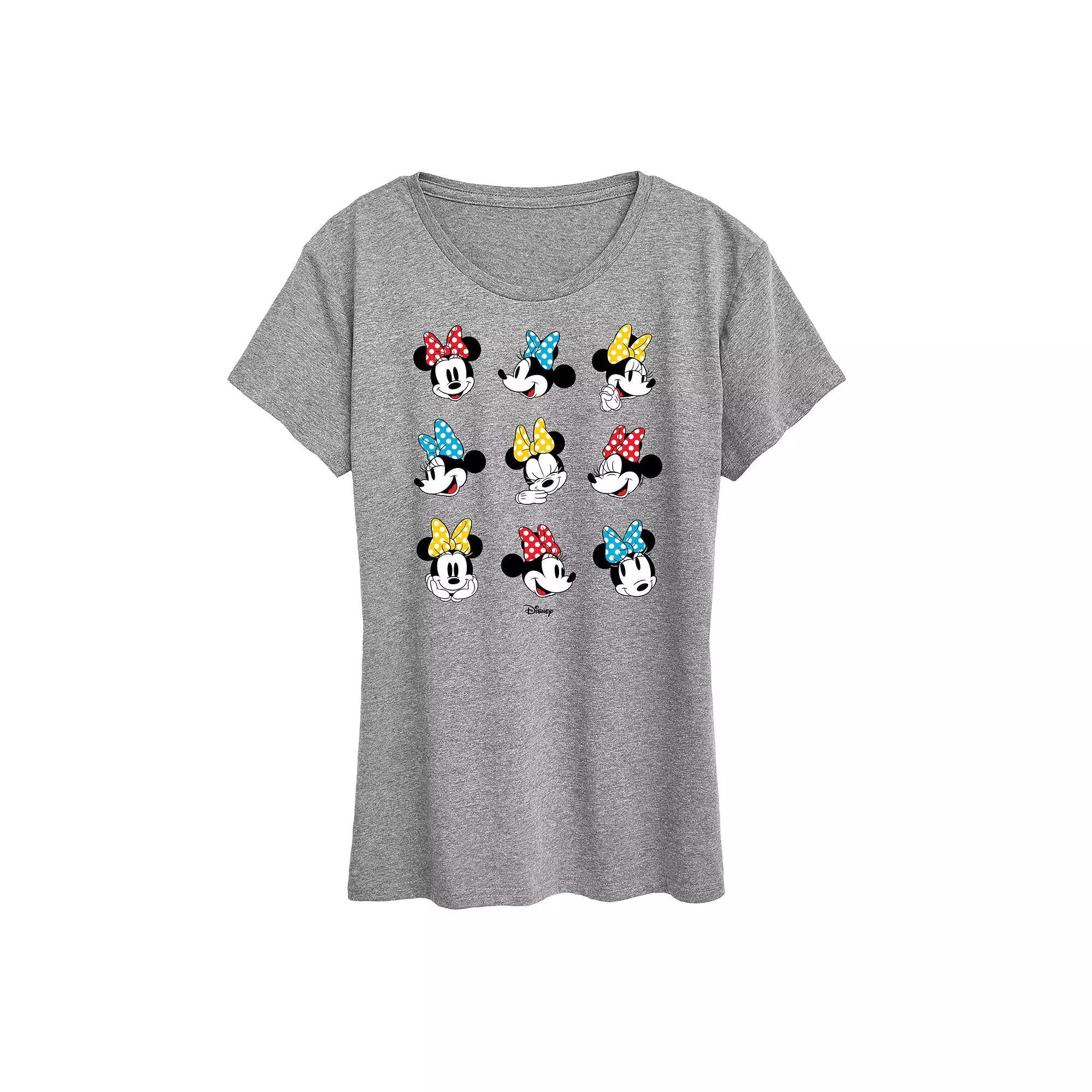 Disney's Minnie Mouse Dot Bow Grid Graphic Tee, Women's, Size: Small, Grey Gray Product Image
