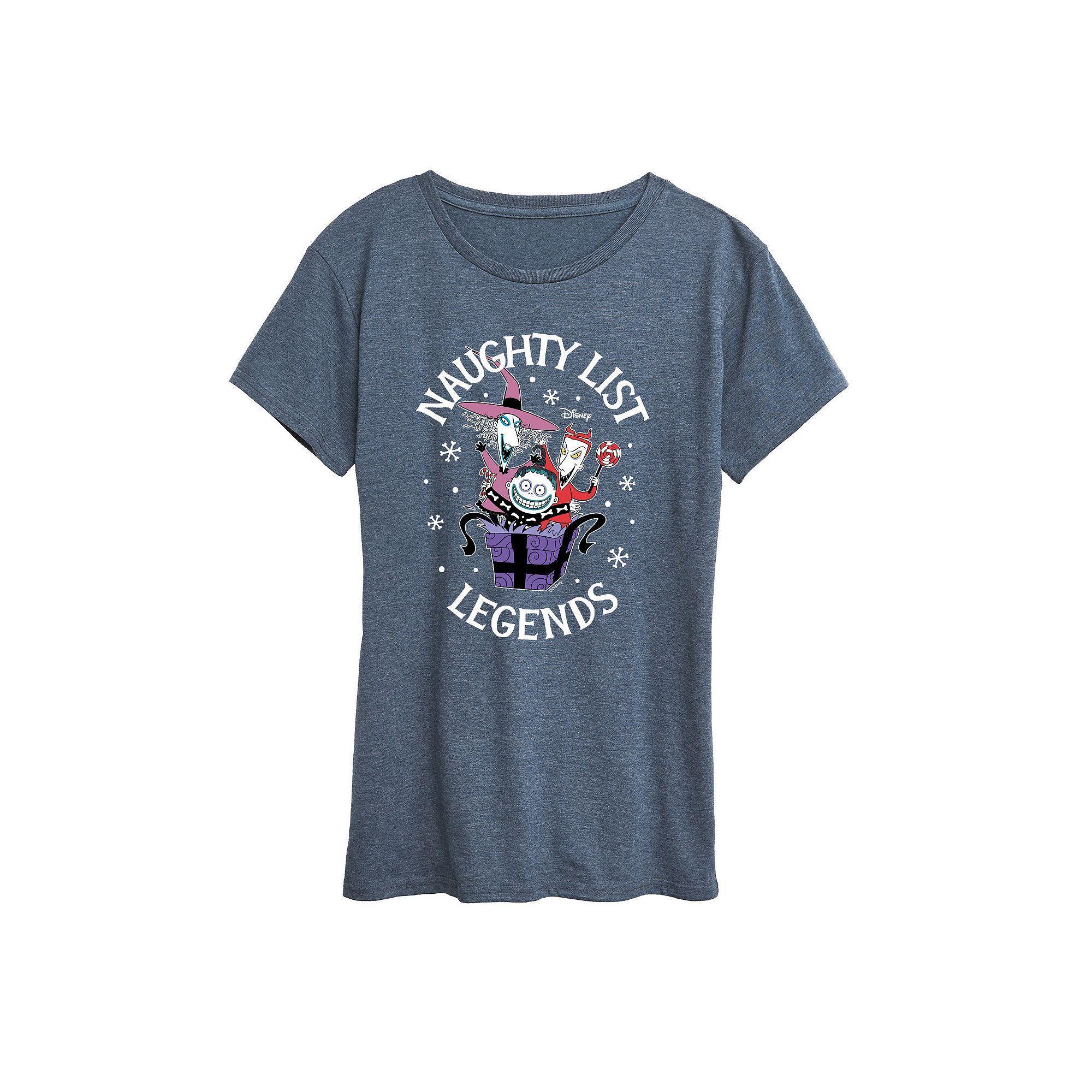 Disney's Nightmare Before Christmas Women's Naughty List Legends Graphic Tee, Girl's, Size: Medium, Grey Blue Product Image