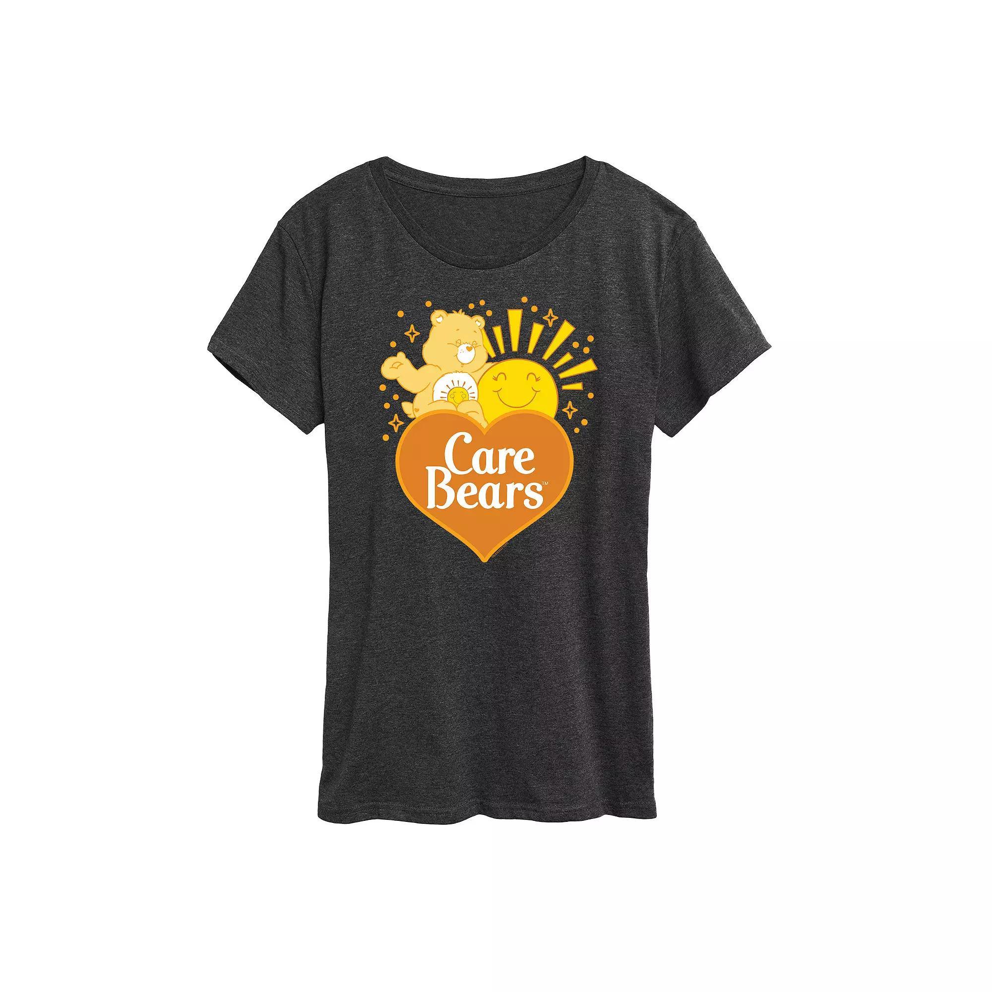 Women's Care Bears Funshine Logo Graphic Tee, Size: Small, Heather Grey Product Image