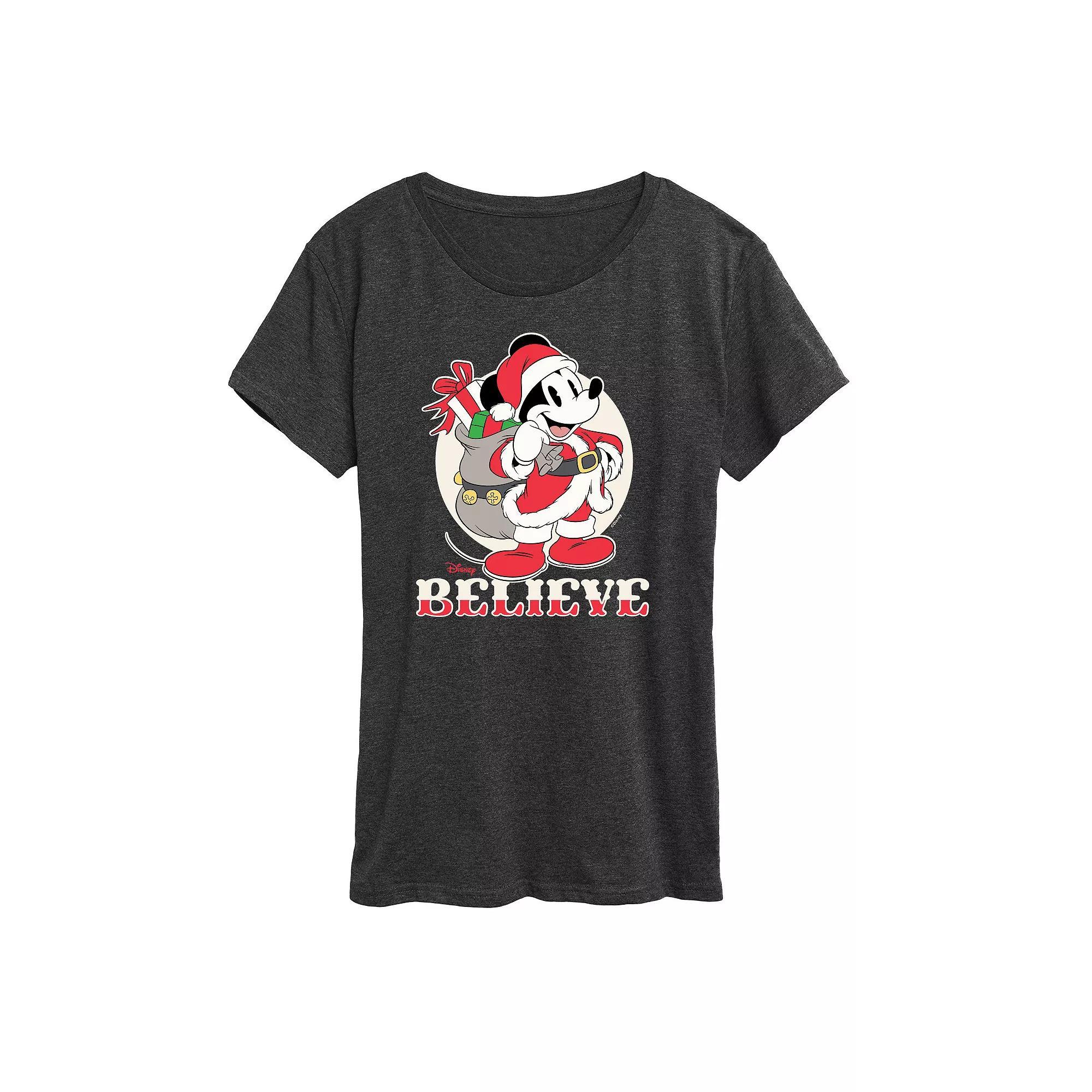 Disney's Mickey Mouse Women's Winter Wonderland Graphic Tee, Girl's, Size: Medium, Heather Grey Product Image