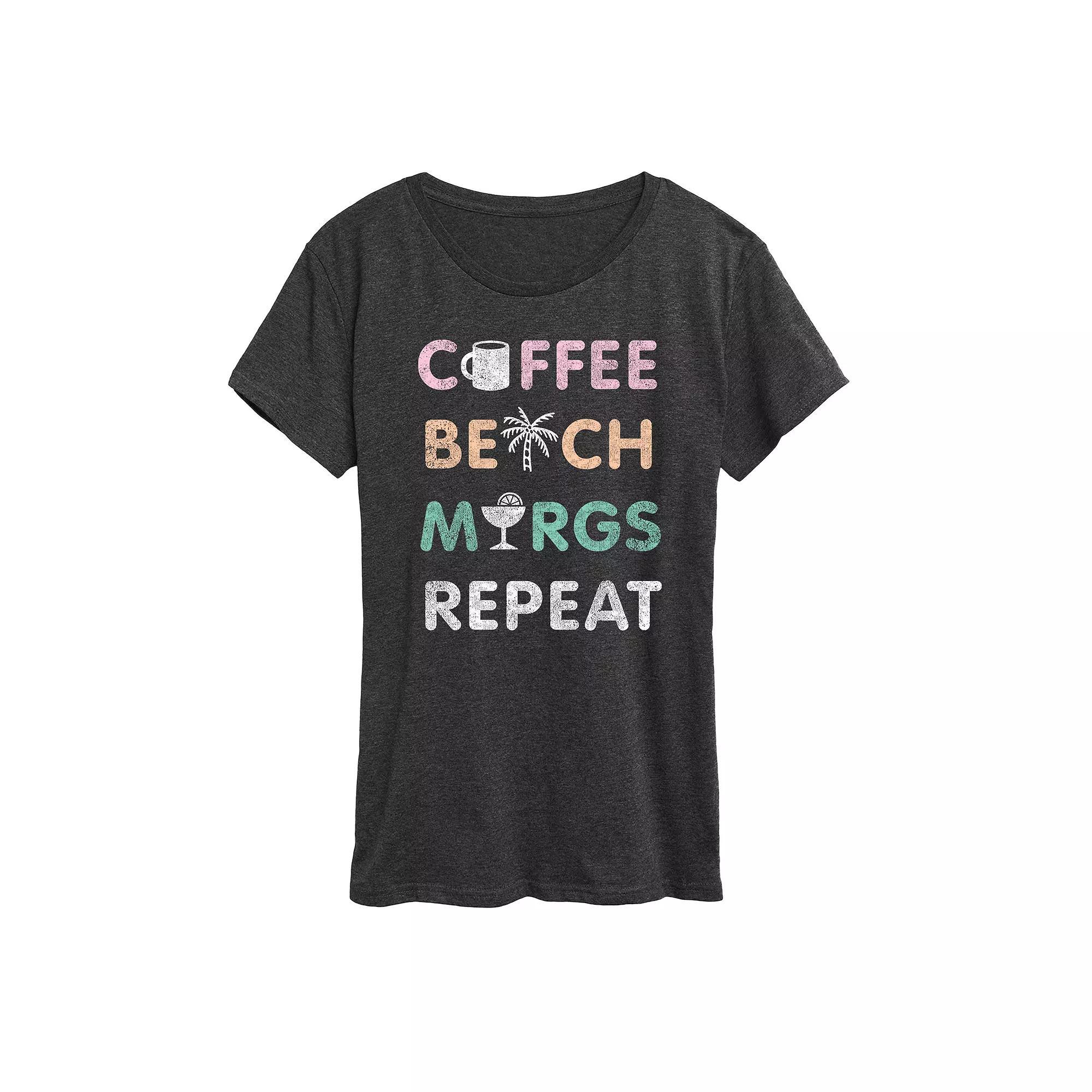 Women's Coffee Beach Repeat Graphic Tee,  Product Image