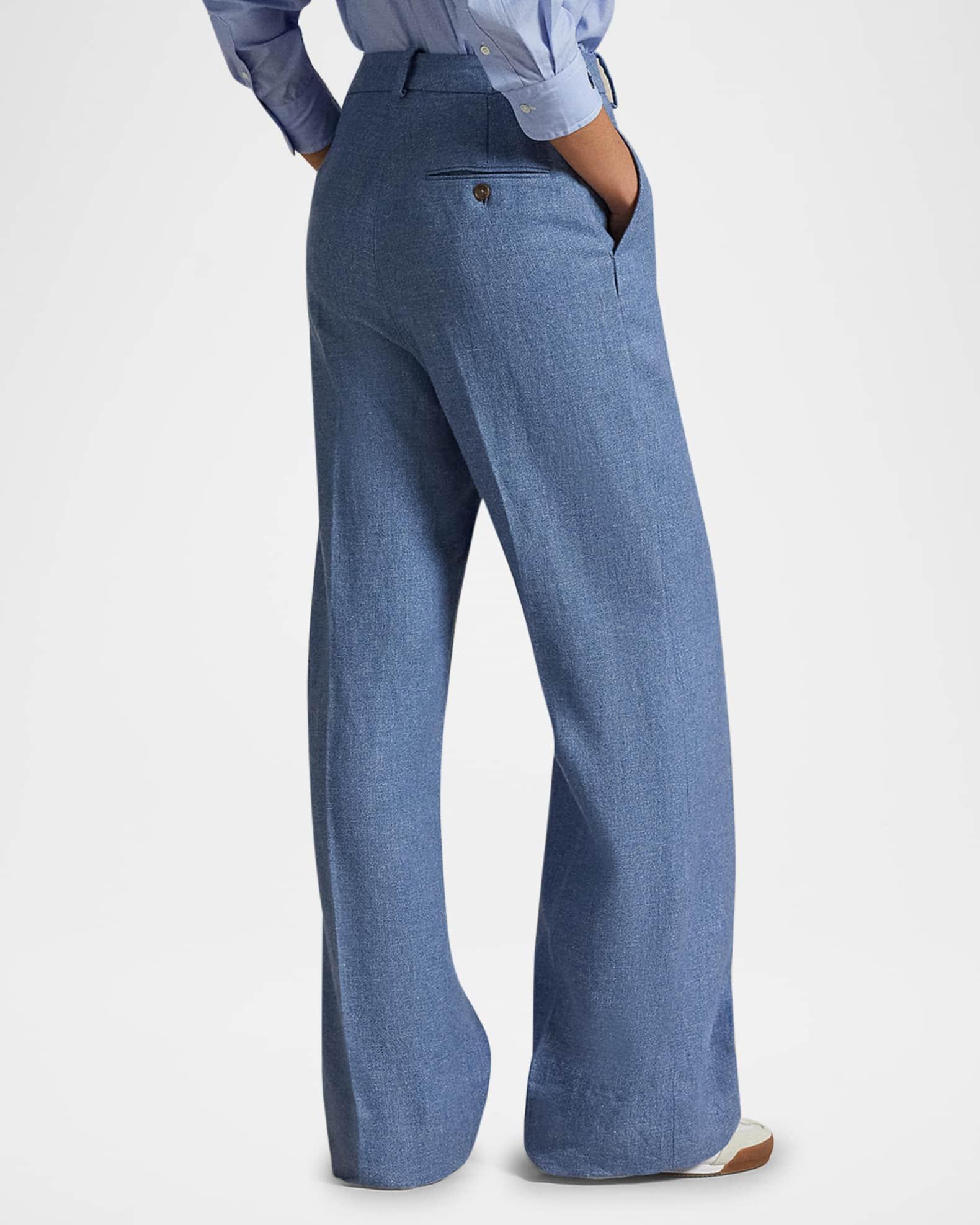 Linen-Cotton Twill Wide-Leg Pants Product Image