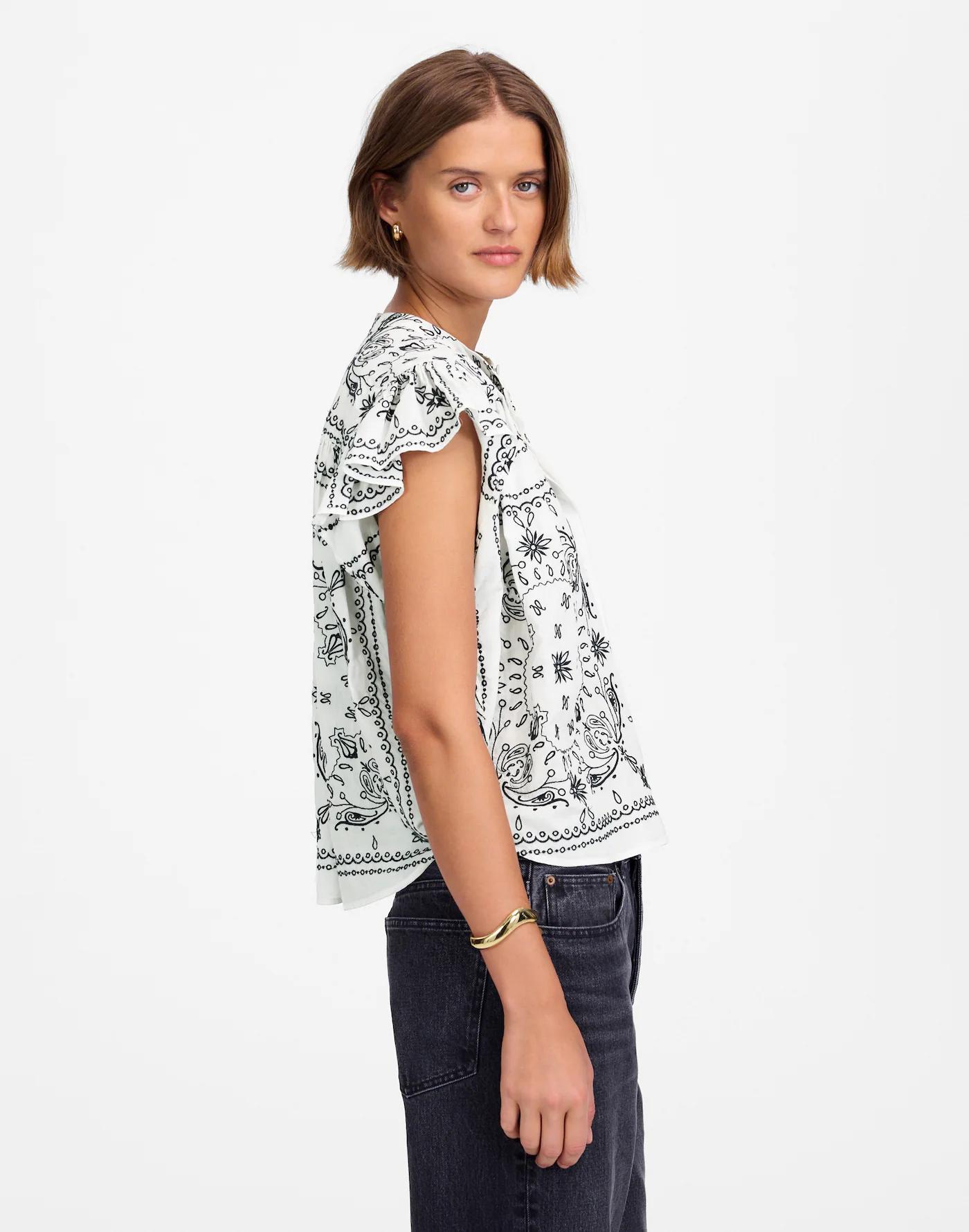 Poplin Shirred Button-Up Shirt Product Image