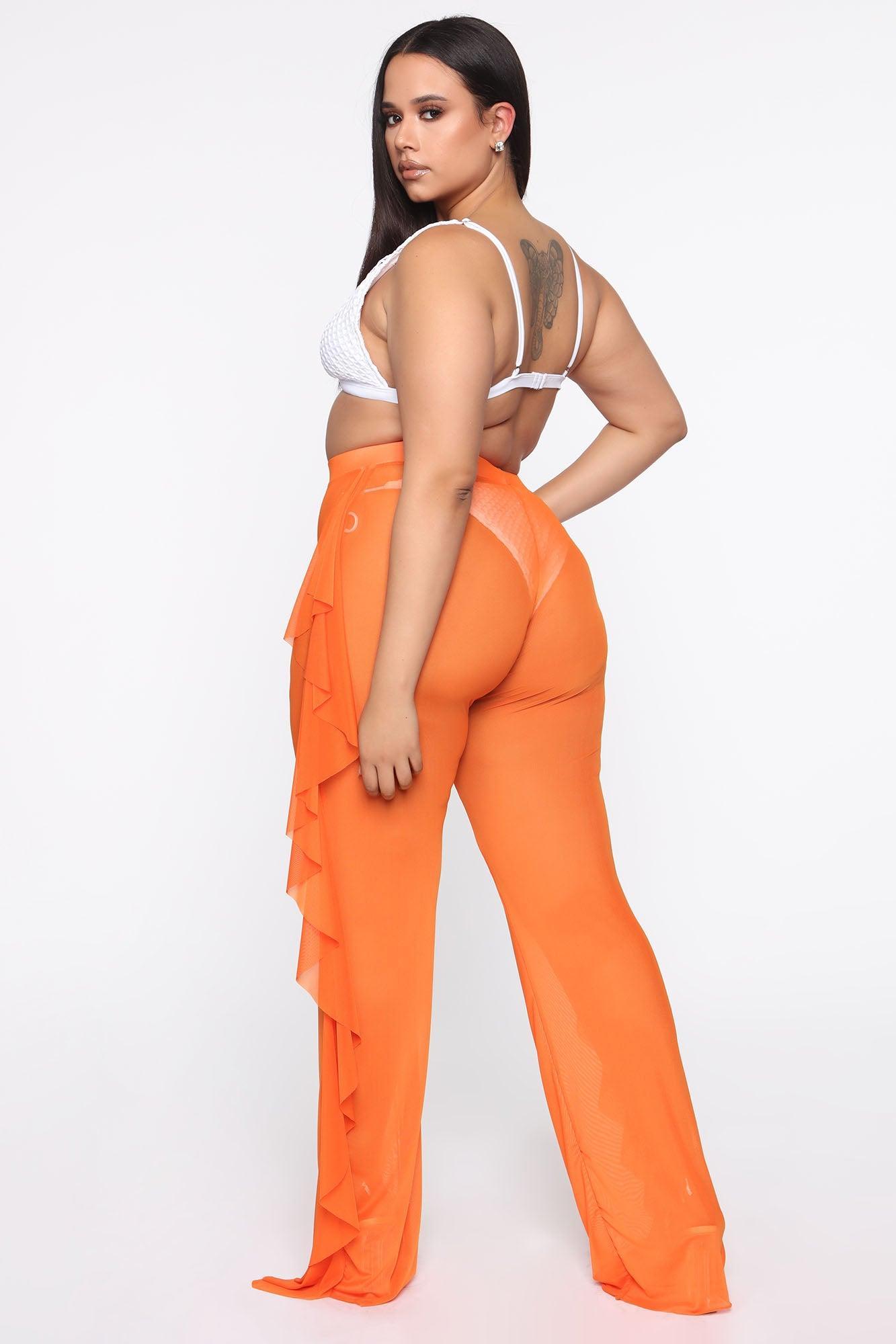 Sunshine See Through Cover Up Pant - Orange Product Image