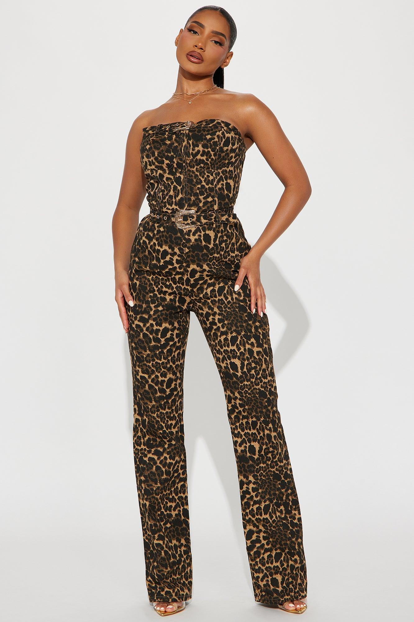 Hotlanta Leopard Jumpsuit - Brown/combo Product Image