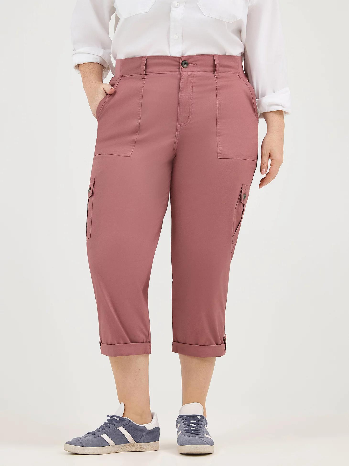 Women's Ultra Lux Comfort with Flex-To-Go Relaxed Fit Cargo Capri (Plus) | Women's Capris & Crops | Lee® Product Image