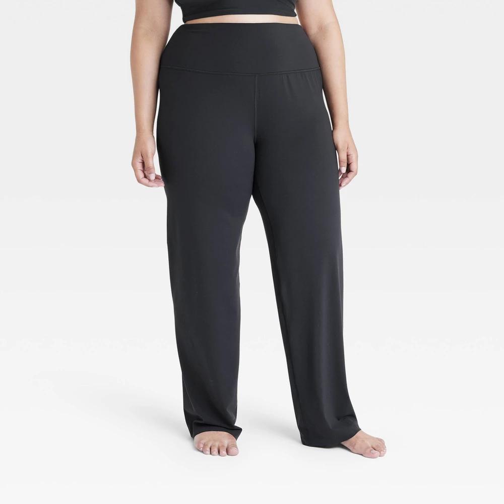 Women's Everyday Soft High-Rise Straight Leg Pants - All In Motion™ Black 4X Product Image