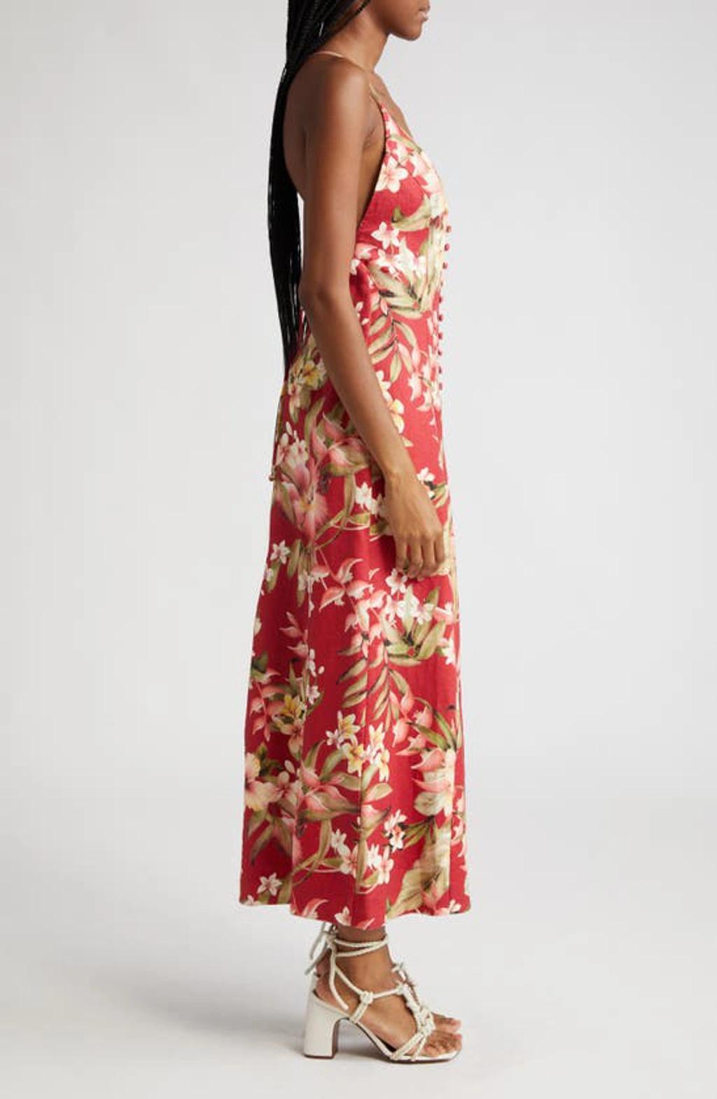 Lexi Floral Linen Slipdress In Red Product Image