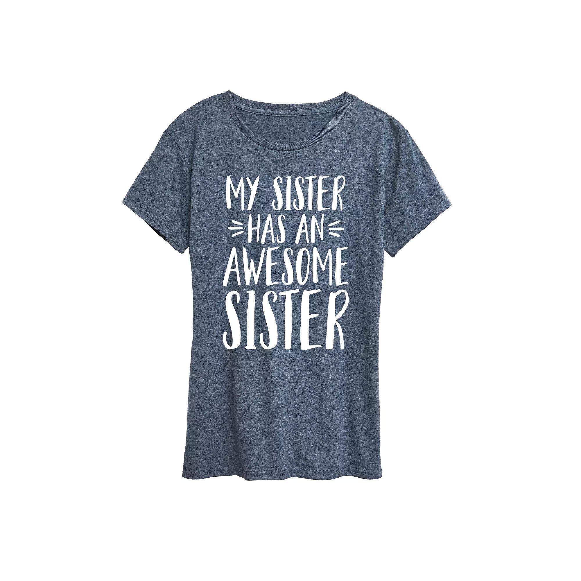 Women's My Sister Has Awesome Sister Graphic Tee, Girl's, Size: XL, Black Product Image