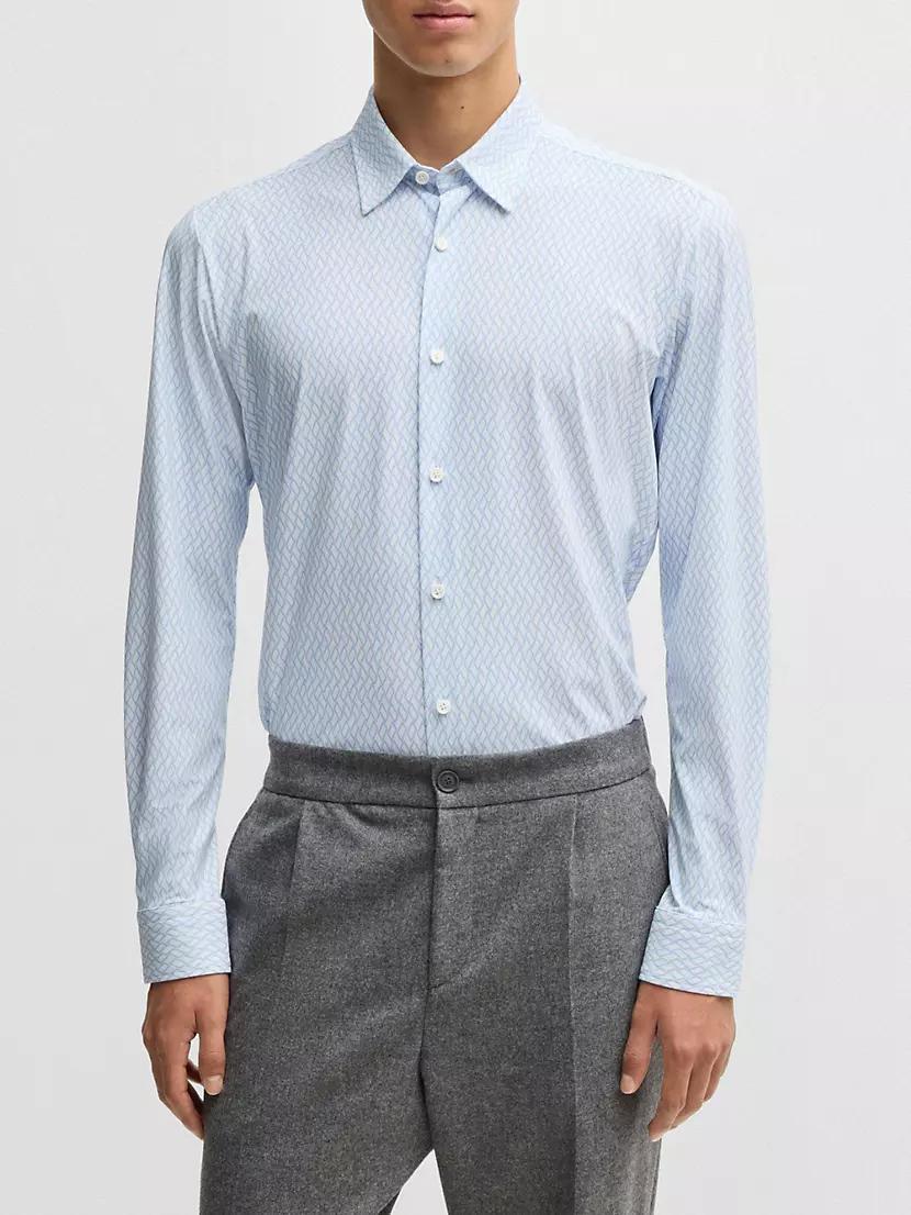 Slim-Fit Shirt in Printed Performance-Stretch Jersey Product Image