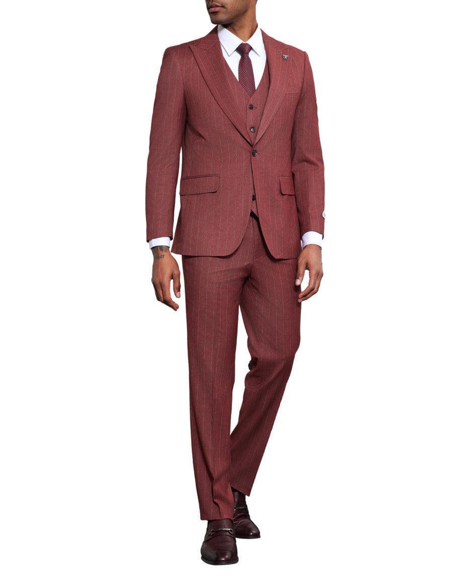 Stacy Adams - 3 Piece Pinstripe Hybrid Fit 1 Button Suit Product Image