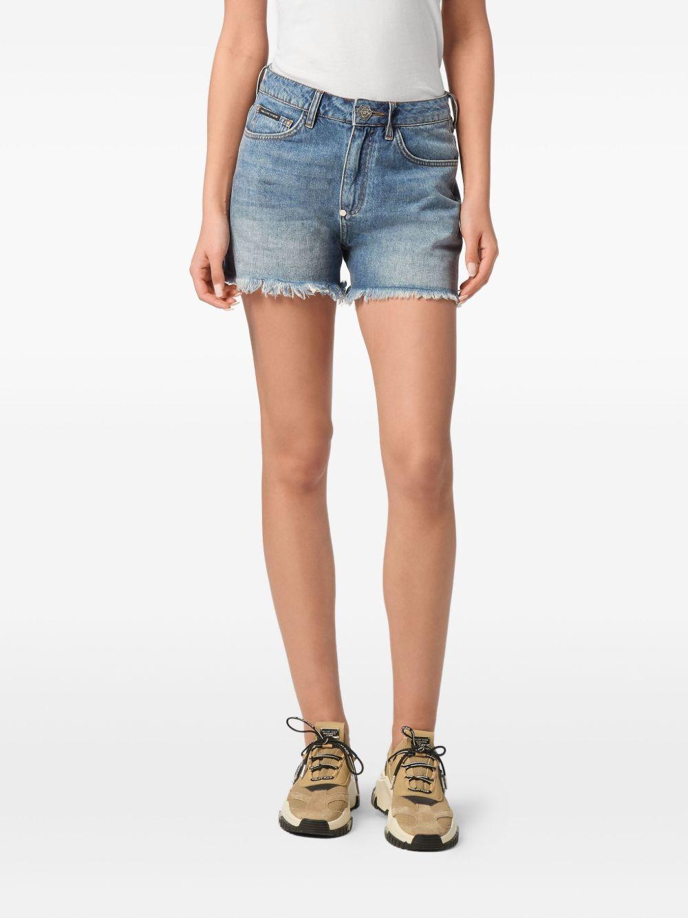 logo-embroidered denim shorts Product Image