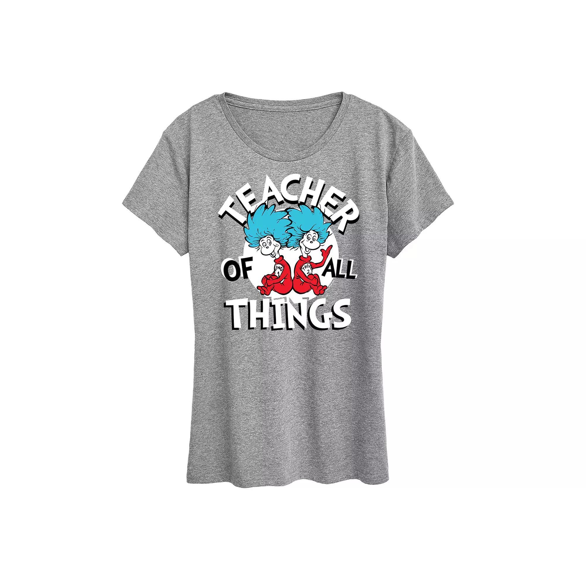 Women's Dr. Seuss Love Stacked Graphic Tee, Size: Small, Grey Gray Product Image