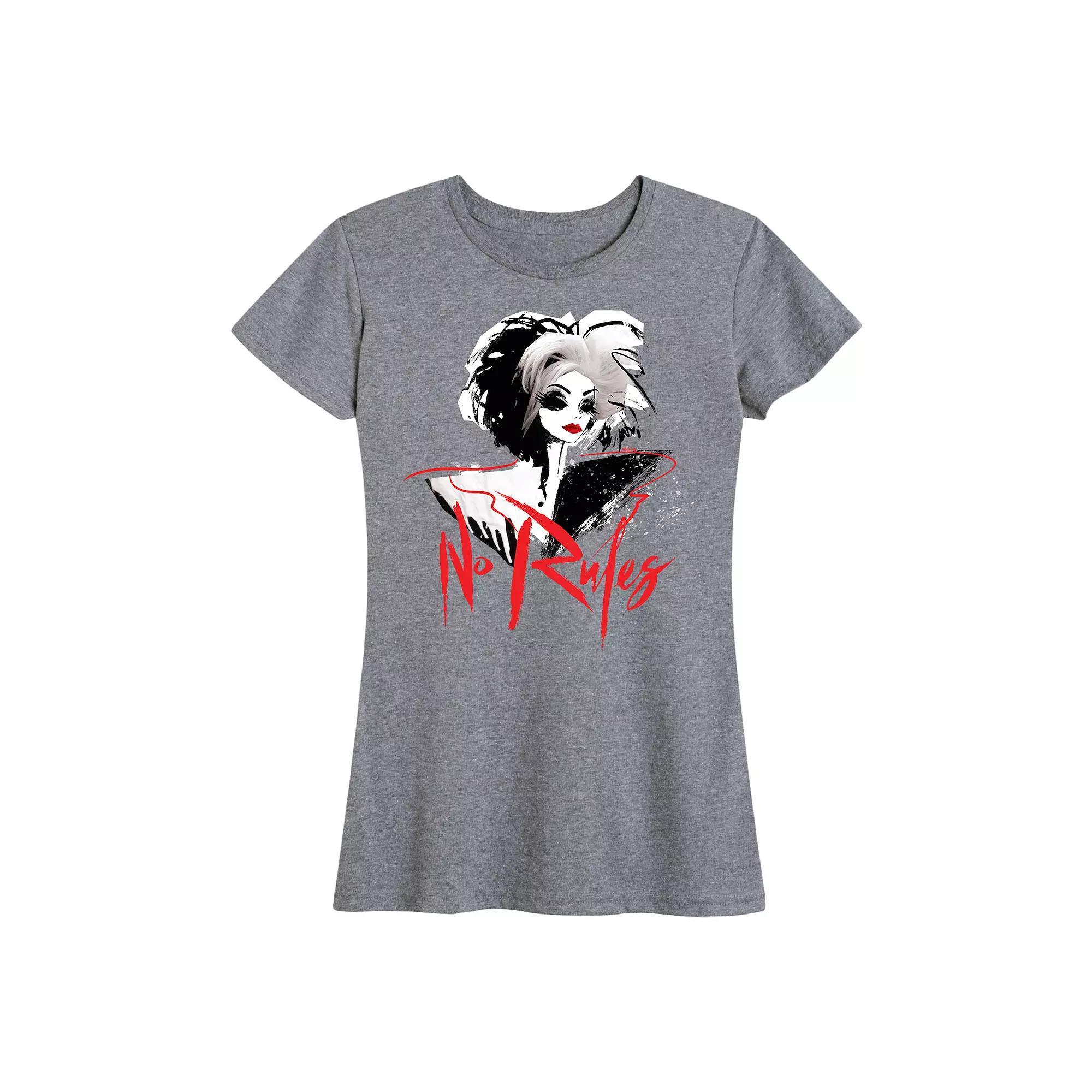 Disney's Cruella Women's No Rules Graphic Tee, Size: Large, Grey Gray Product Image