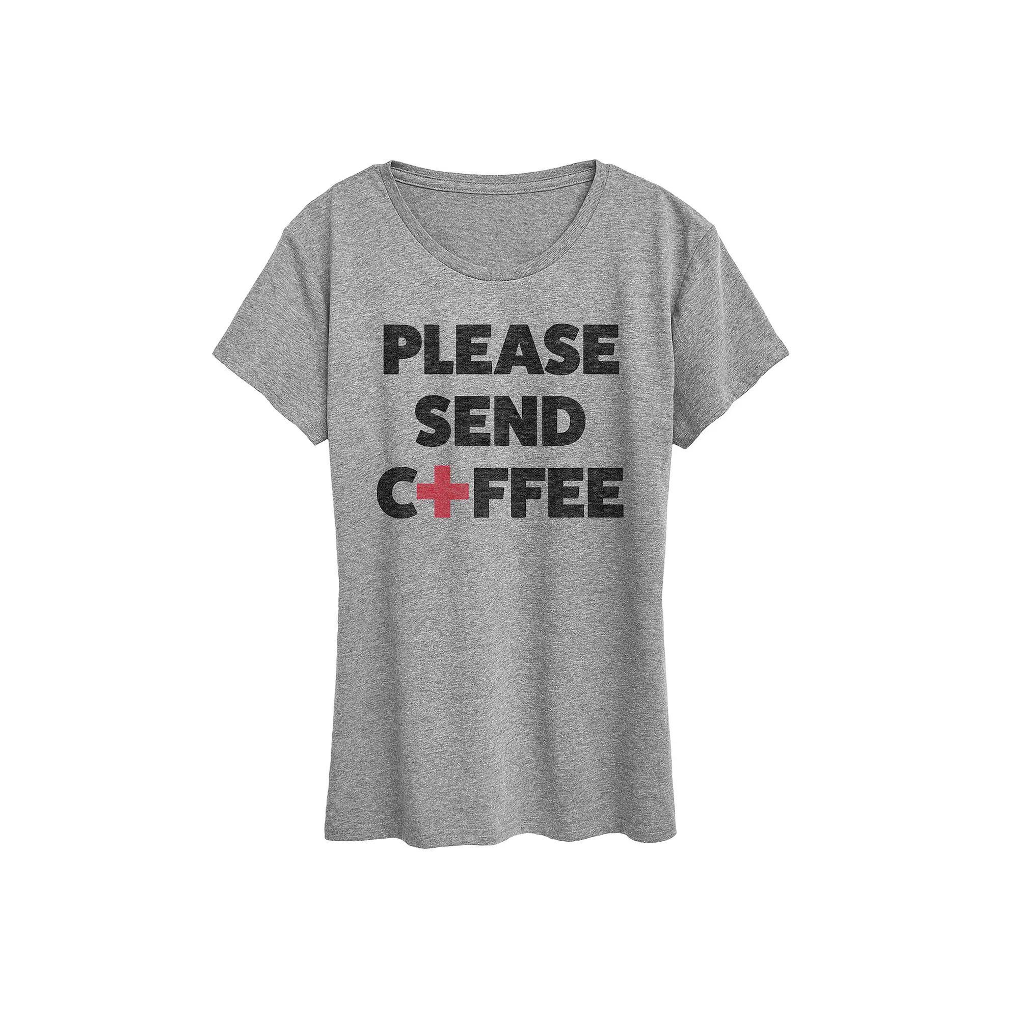 Women's Please Send Coffee Graphic Tee, Size: XL, Grey Gray Product Image