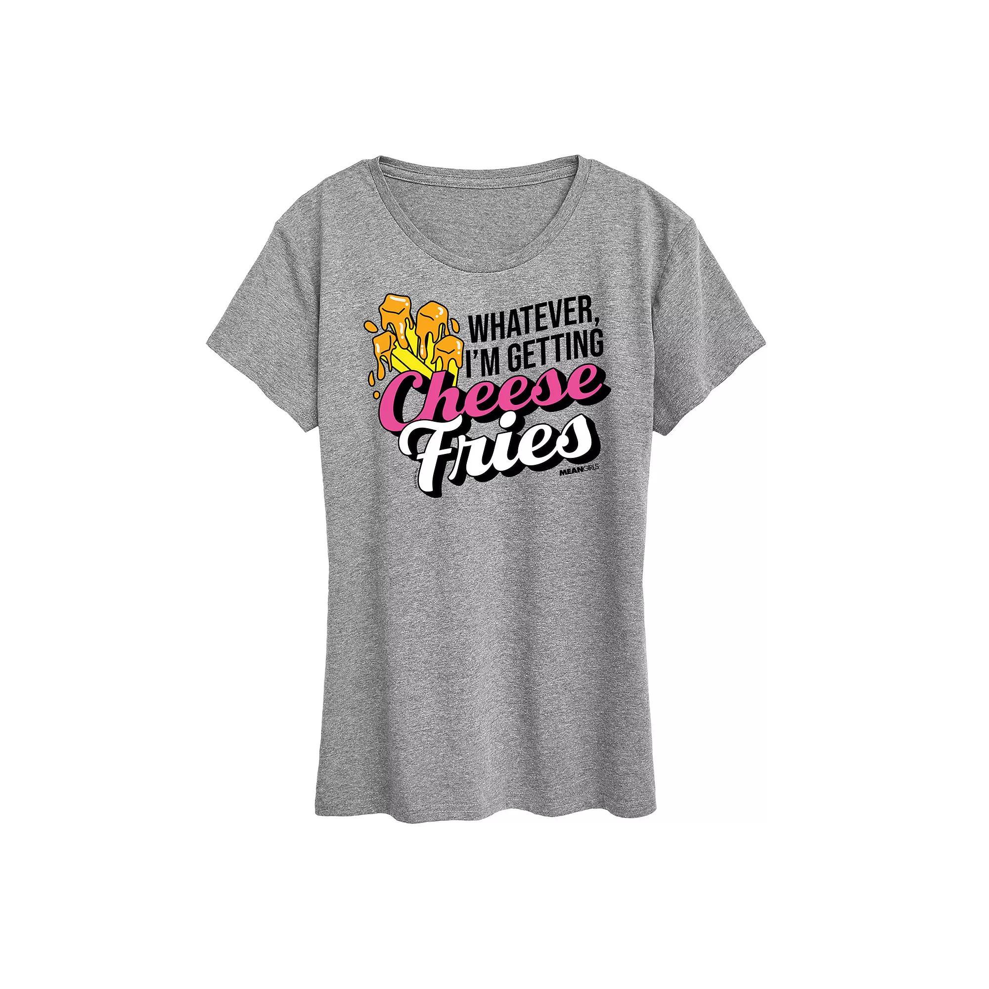 Women's Mean Girls Cheese Fries Graphic Tee, Size: Large, Grey Gray Product Image