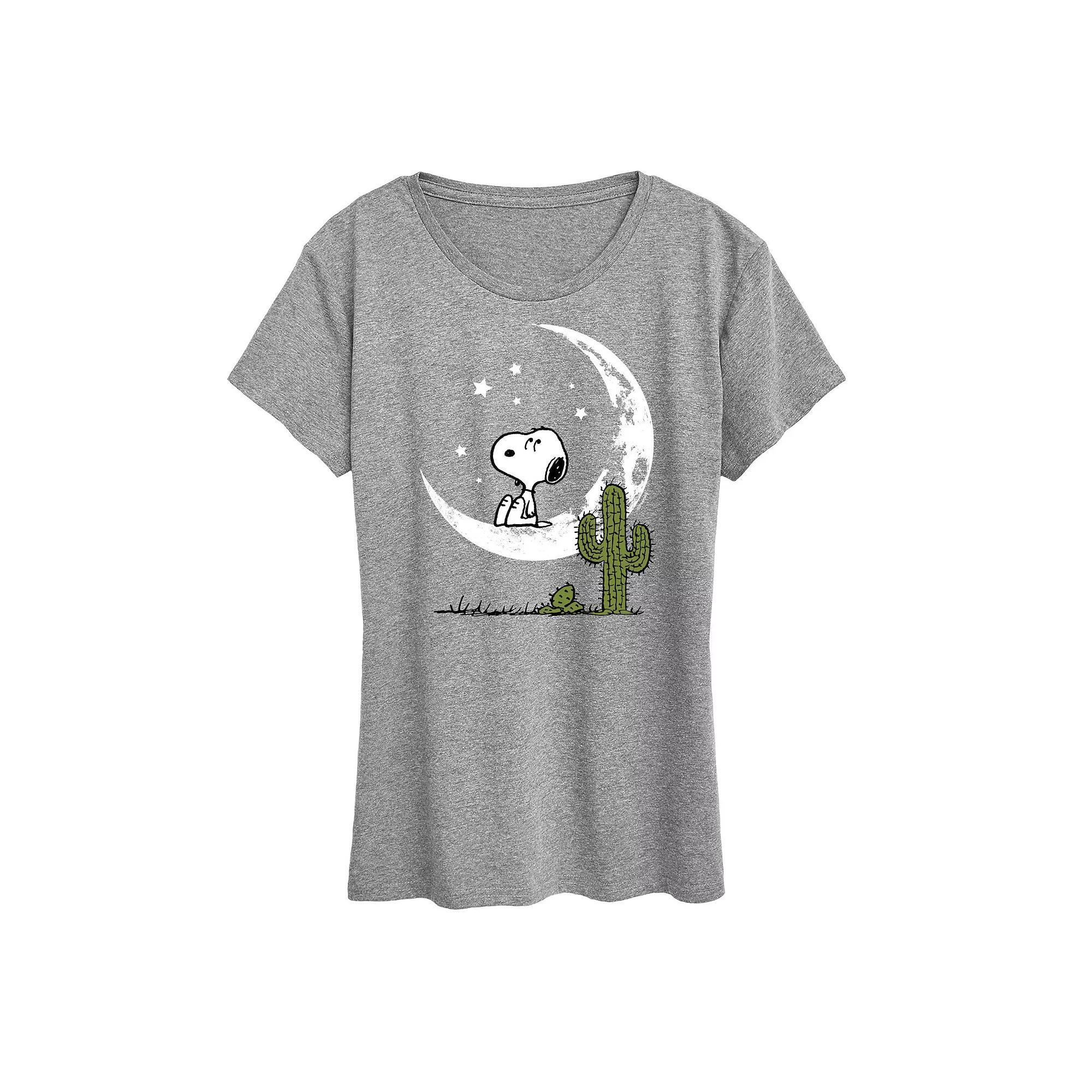 Women's Peanuts Snoopy Desert On Moon Graphic Tee, Girl's, Size: XXL, Grey Gray Product Image