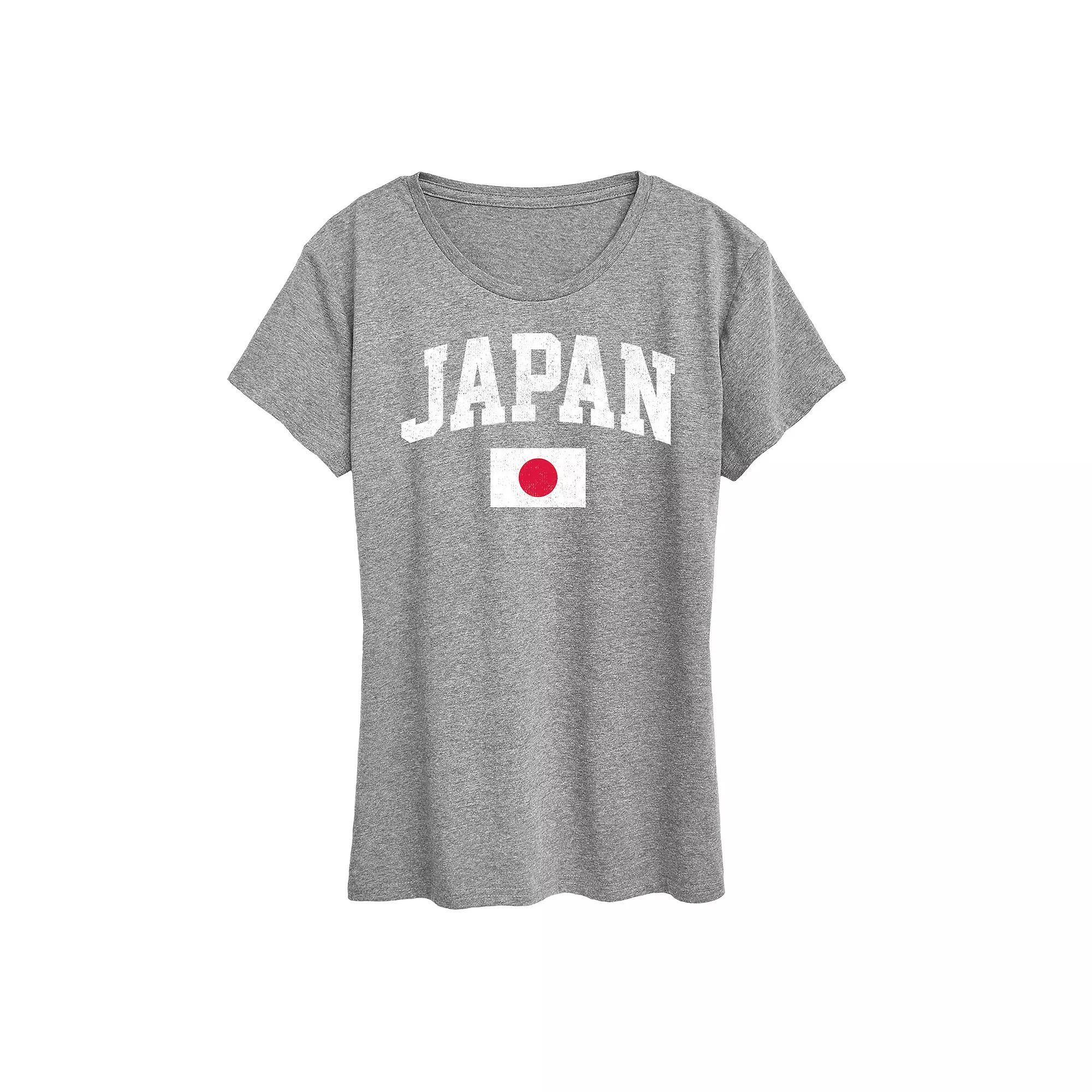 Women's Japan Flag Graphic Tee, Size: Medium, Grey Gray Product Image