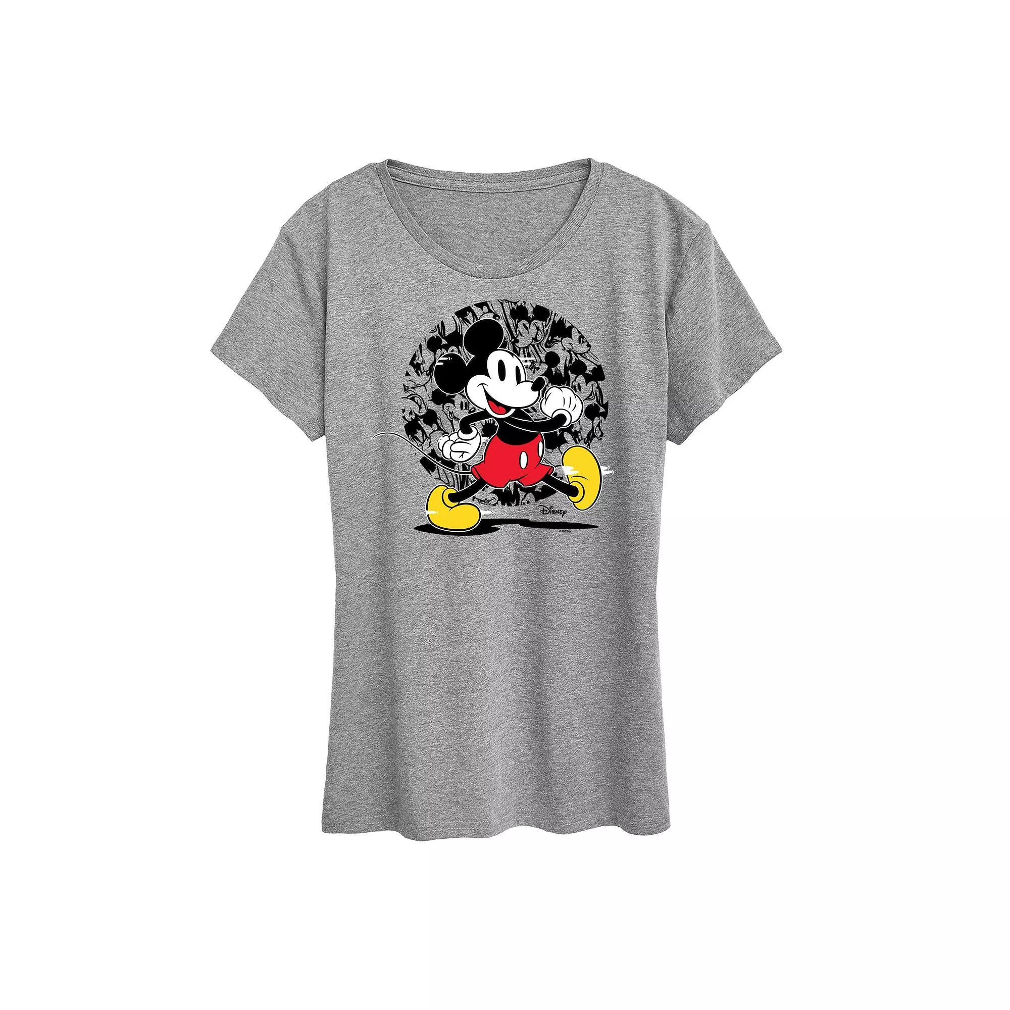 Disney's Mickey Mouse Women's Glitch Pattern Graphic Tee,  Product Image