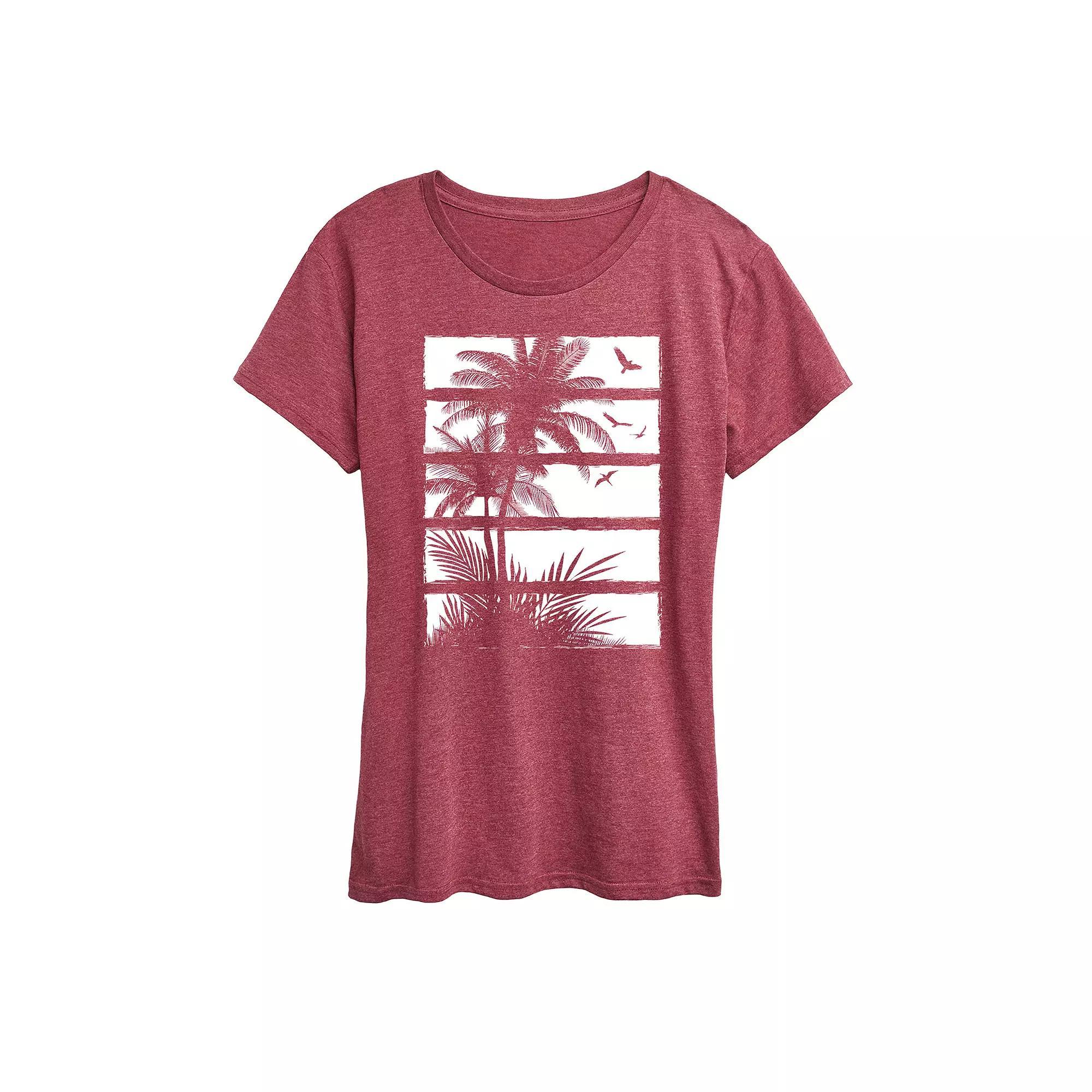 Women's Palm Tree Silhouette Panels Graphic Tee,  Product Image