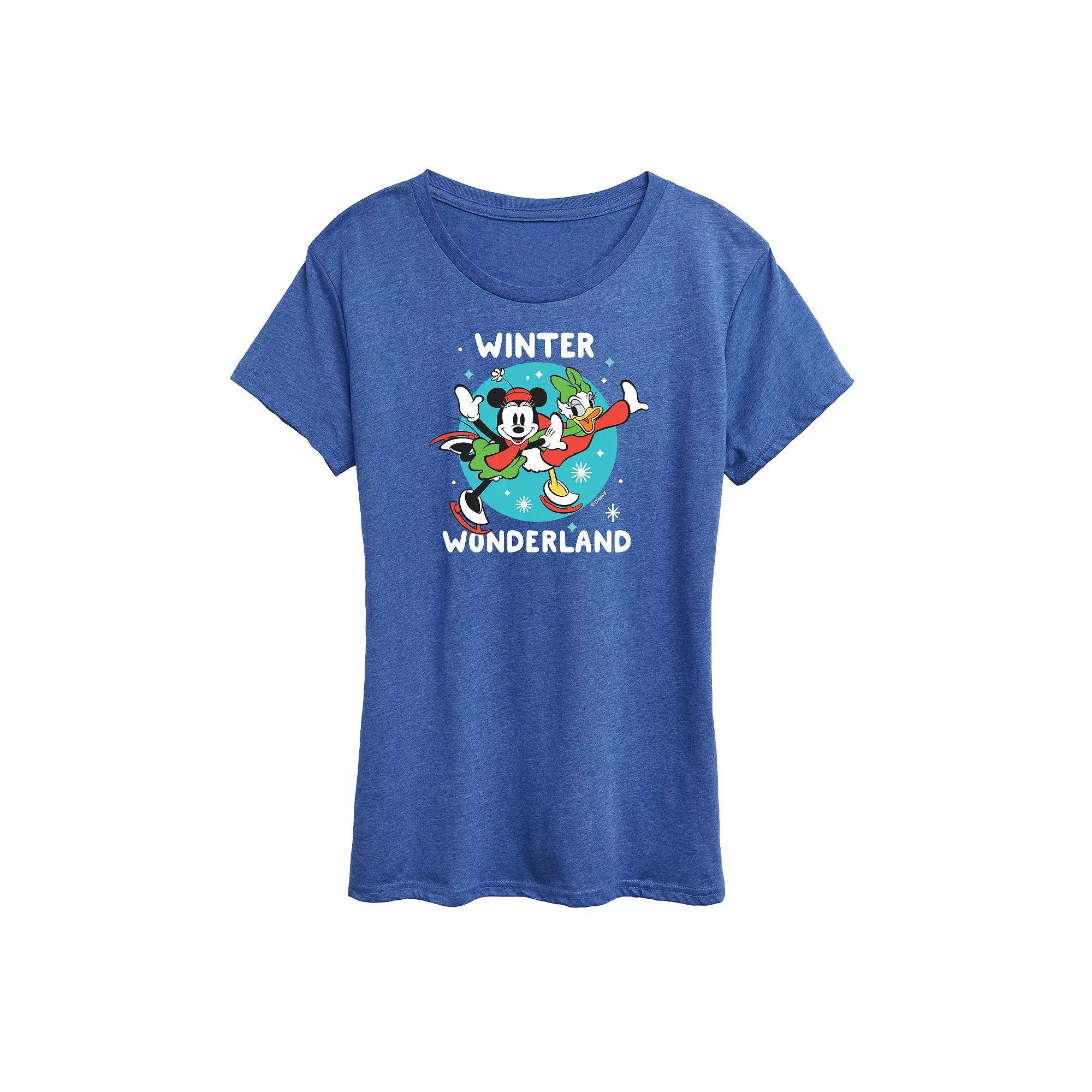 Disney's Mickey Mouse Women's Winter Wonderland Graphic Tee, Girl's, Size: Large, Grey Royal Blue Product Image