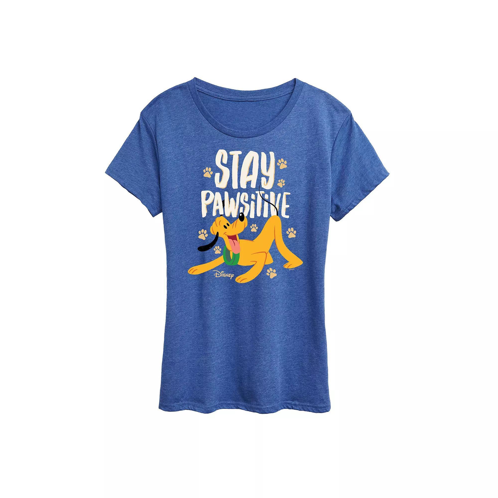 Disney's Pluto Women's Stay Pawsitive Graphic Tee, Girl's,  Product Image