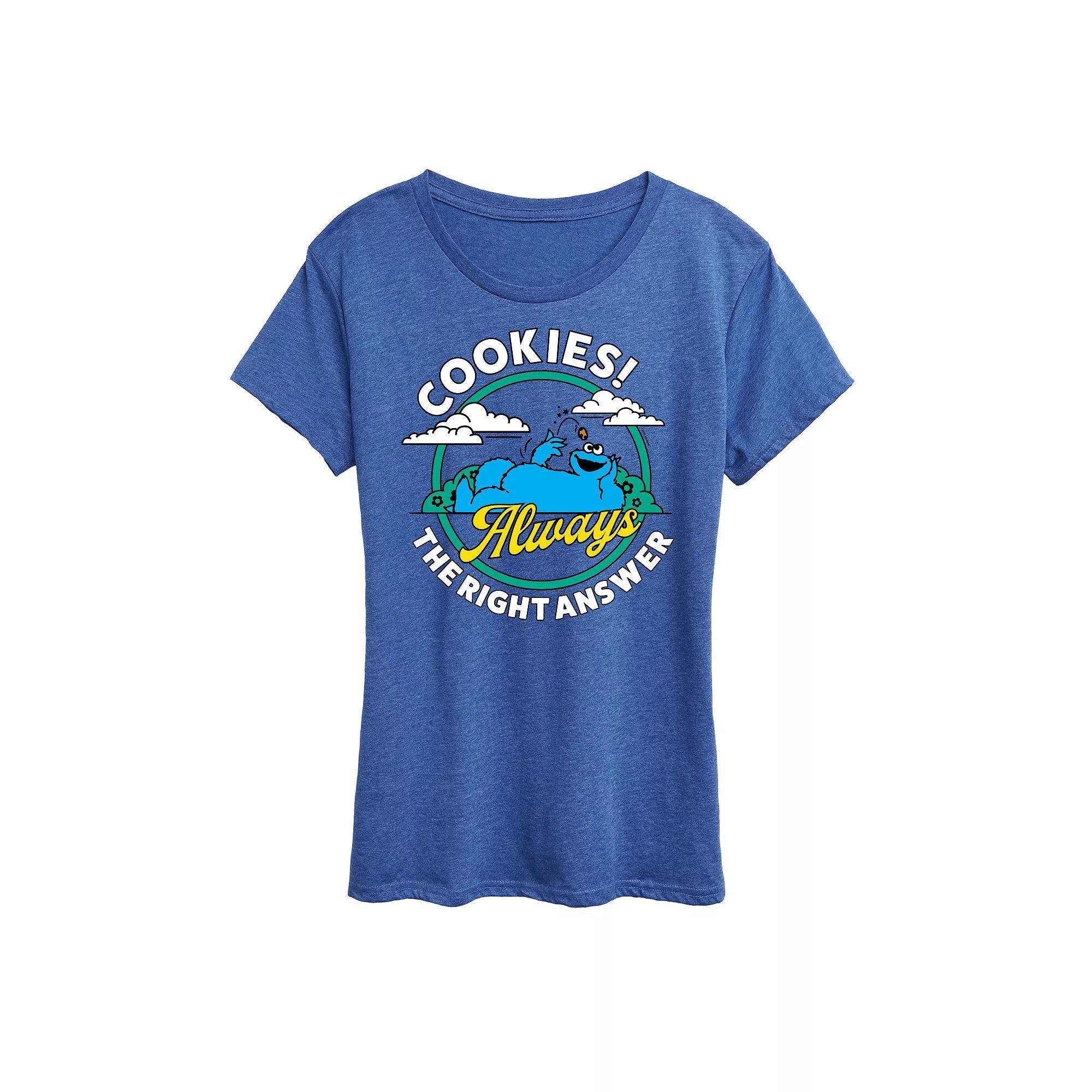 Women's Sesame Street Cookies Answer Graphic Tee, Girl's, Size: XL, Grey Royal Blue Product Image