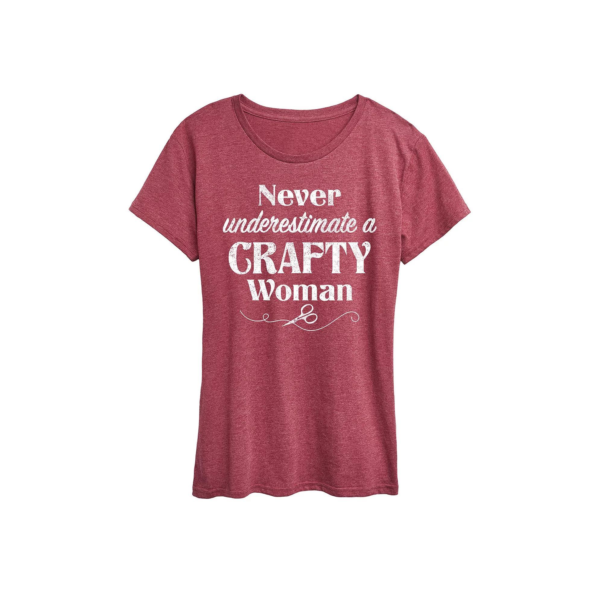 Women's A Crafty Woman Graphic Tee, Size: Large, Grey Dark Red Product Image