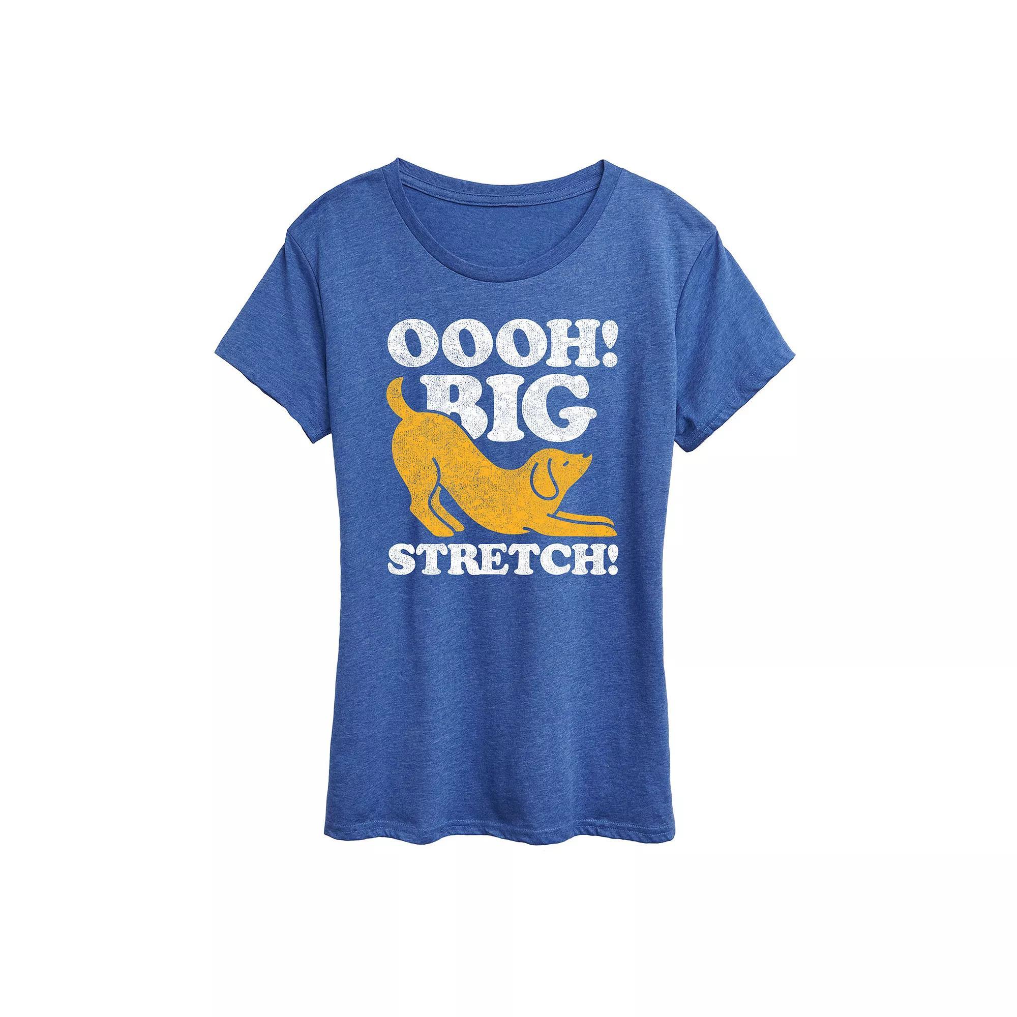 Women's Dog Oooh Big Stretch Graphic Tee, Size: XL, Grey Royal Blue Product Image