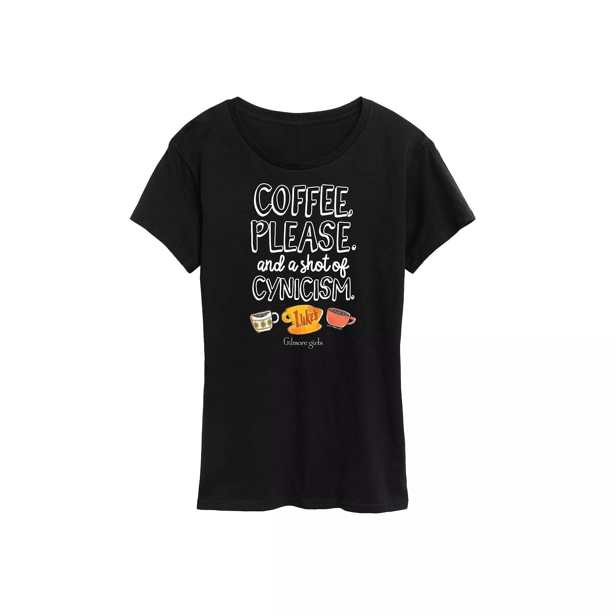 Women's Gilmore Girls Coffee Cynicism Graphic Tee, Girl's, Size: Small, Black Product Image