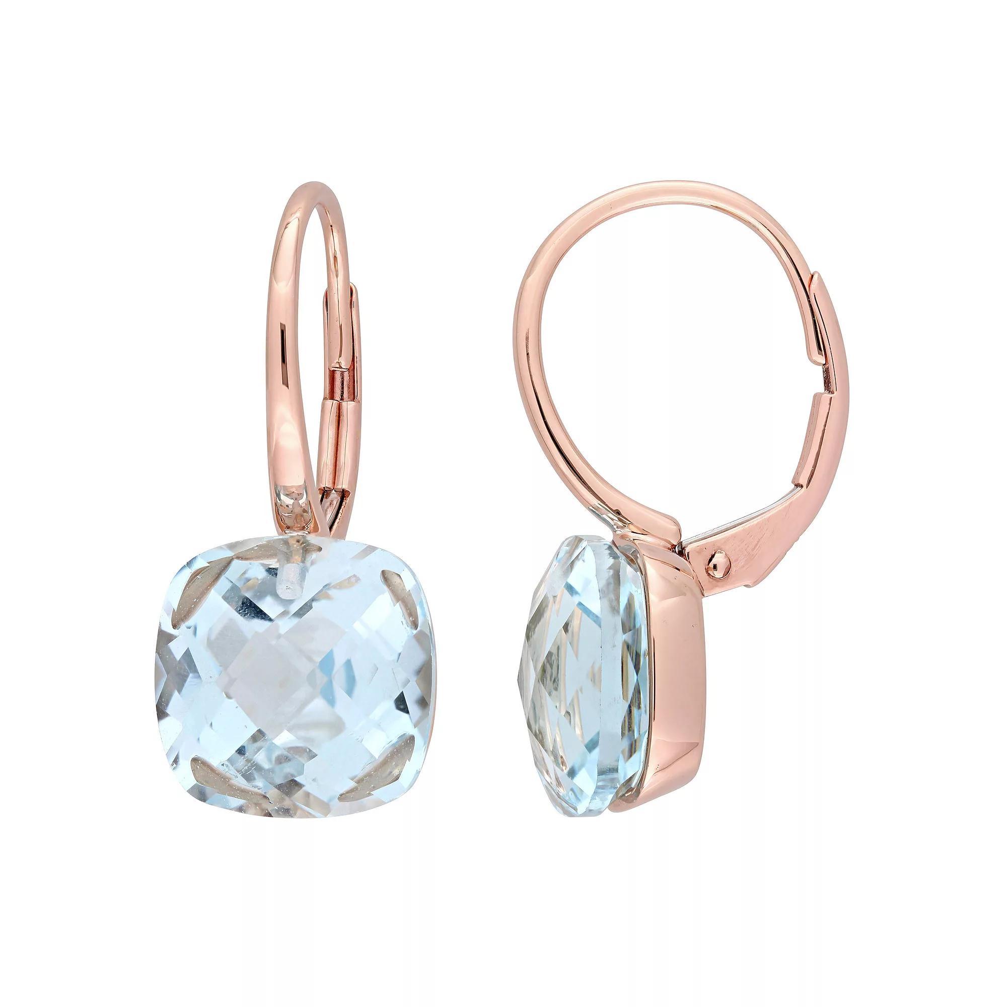 Stella Grace 14k Rose Gold Sky Blue Topaz Leverback Earrings, Women's Product Image