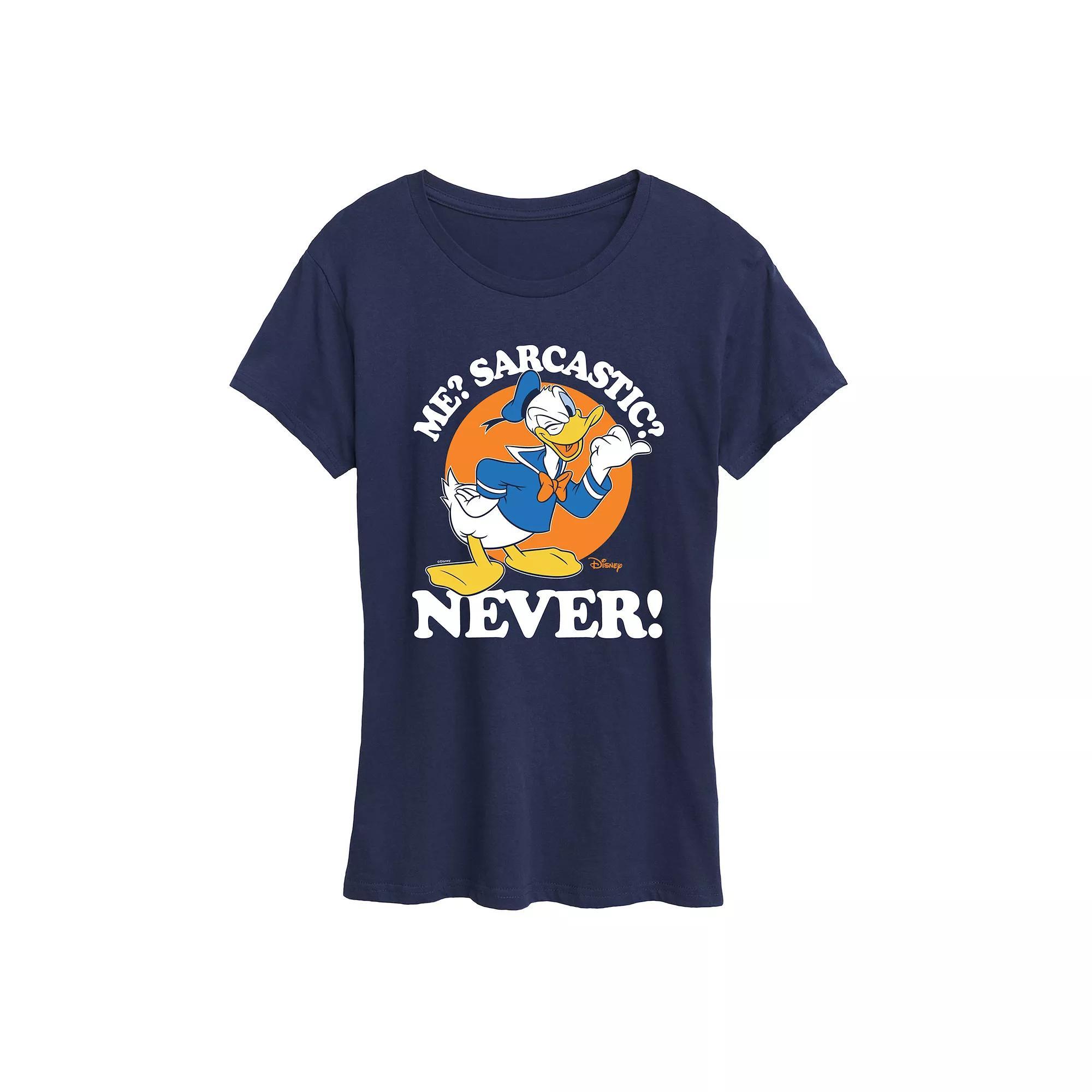 Disney's Donald Duck Women's Me Sarcastic Never Graphic Tee,  Product Image