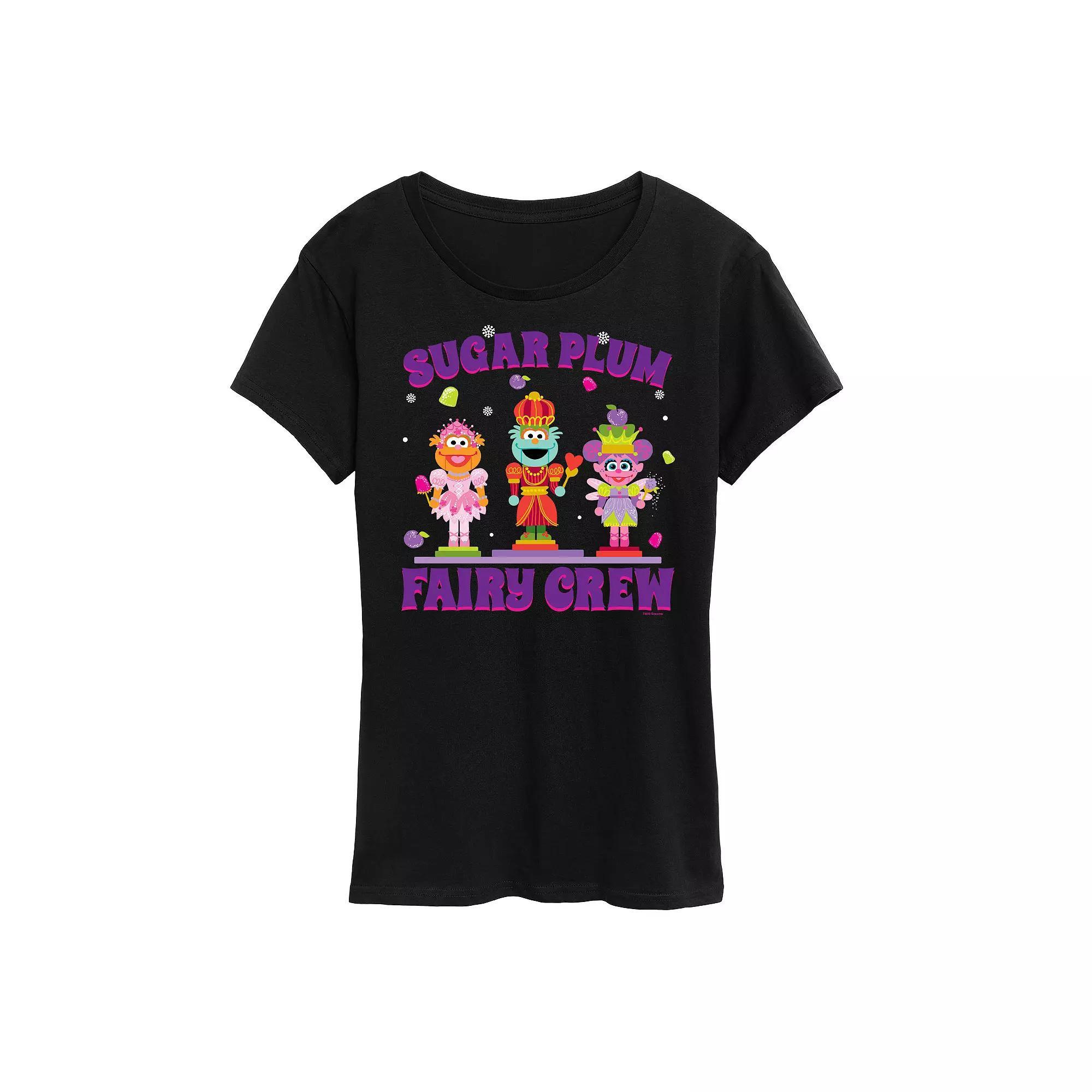 Women's Sesame Street Sugar Plum Crew Graphic Tee, Girl's, Size: XL, Black Product Image