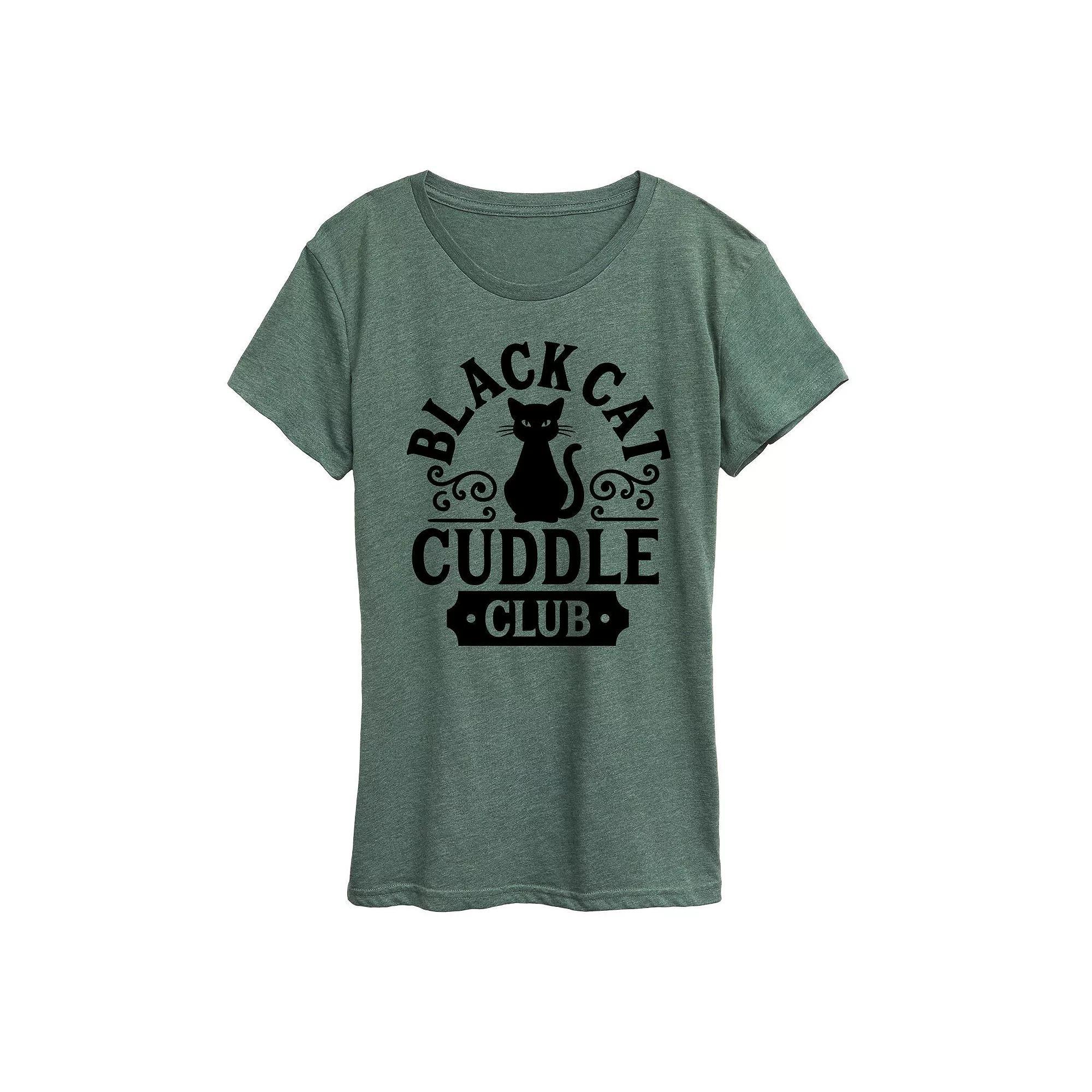Women's Black Cat Cuddle Club Halloween Tee, Girl's,  Product Image