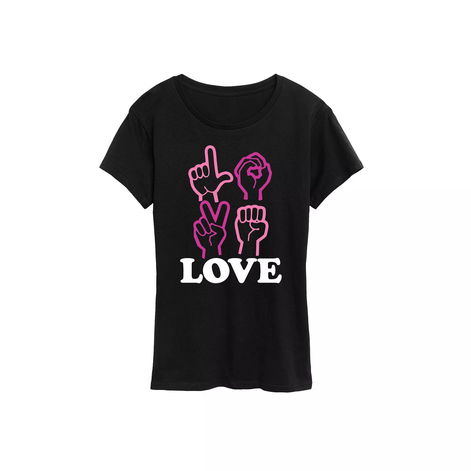 Women's Love Sign Language Graphic Tee,  Product Image