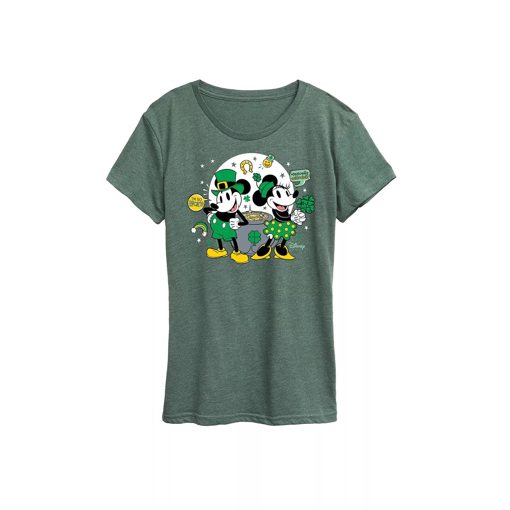 Disney's Mickey & Minnie Mouse Women's St. Patrick's Pot Of Gold Graphic Tee,  Product Image