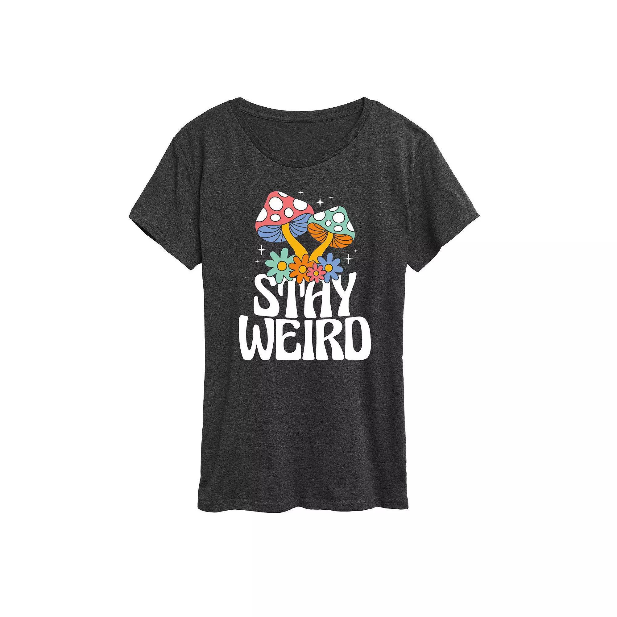 Women's Stay Weird Mushrooms Graphic Tee, Girl's, Size: Large, Heather Grey Product Image