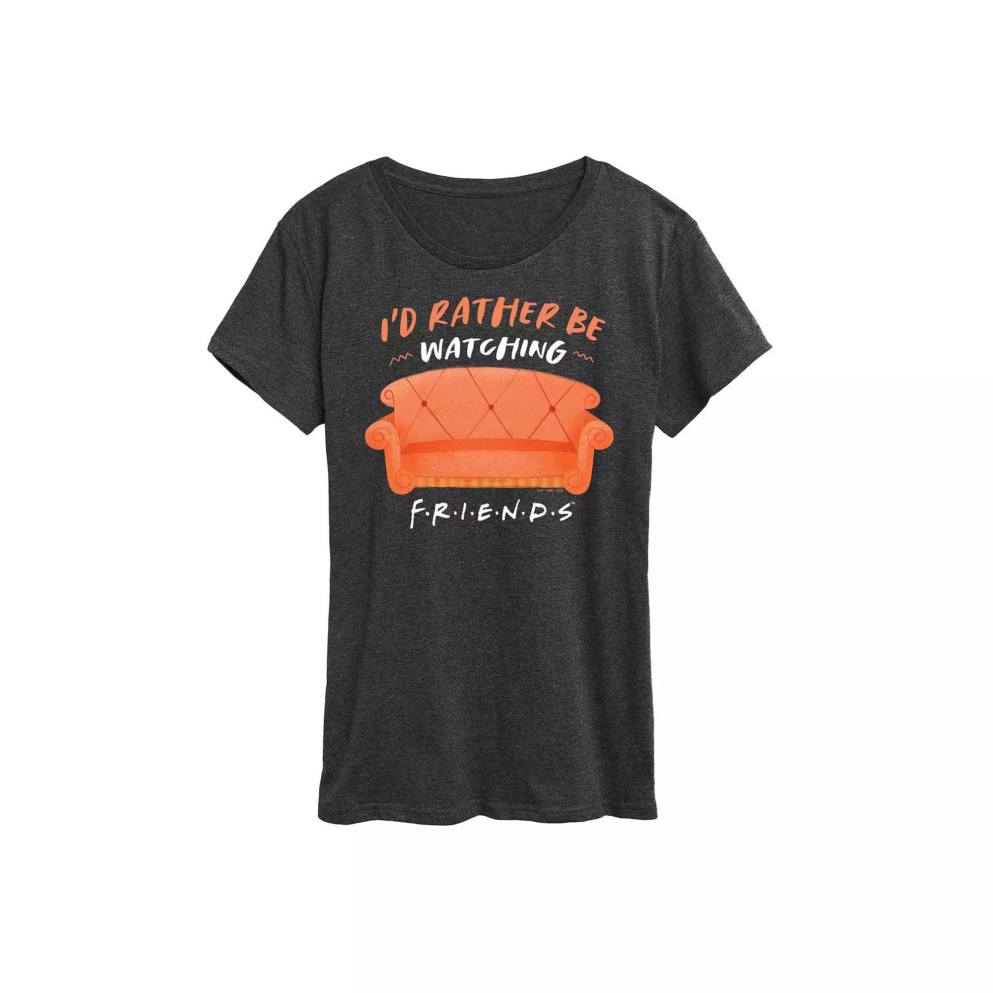 Women's Friends I'd Rather Be Watching Graphic Tee, Size: Medium, Heather Grey Product Image