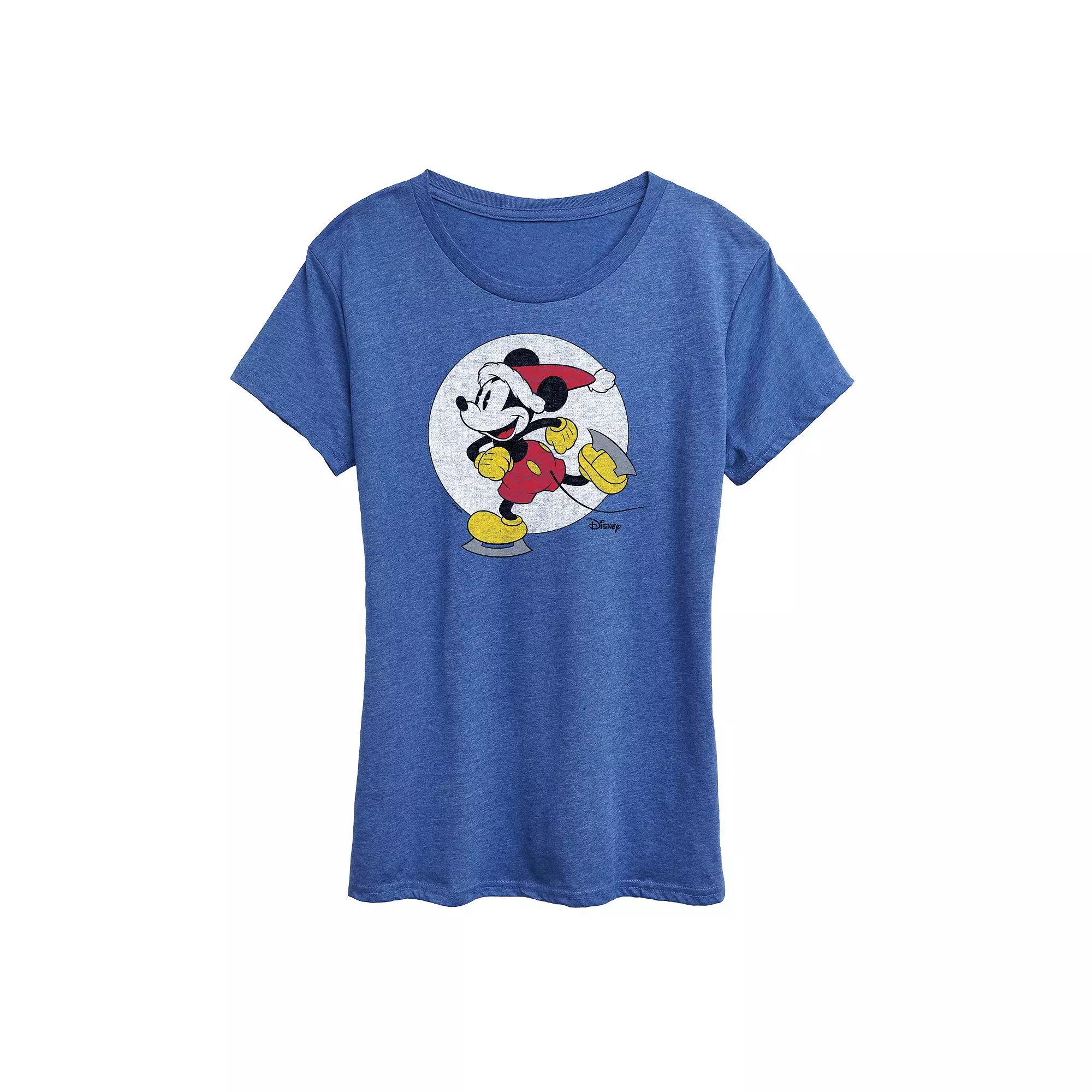 Disney's Mickey Mouse Women's Mickey On Ice Skates Graphic Tee, Girl's,  Product Image