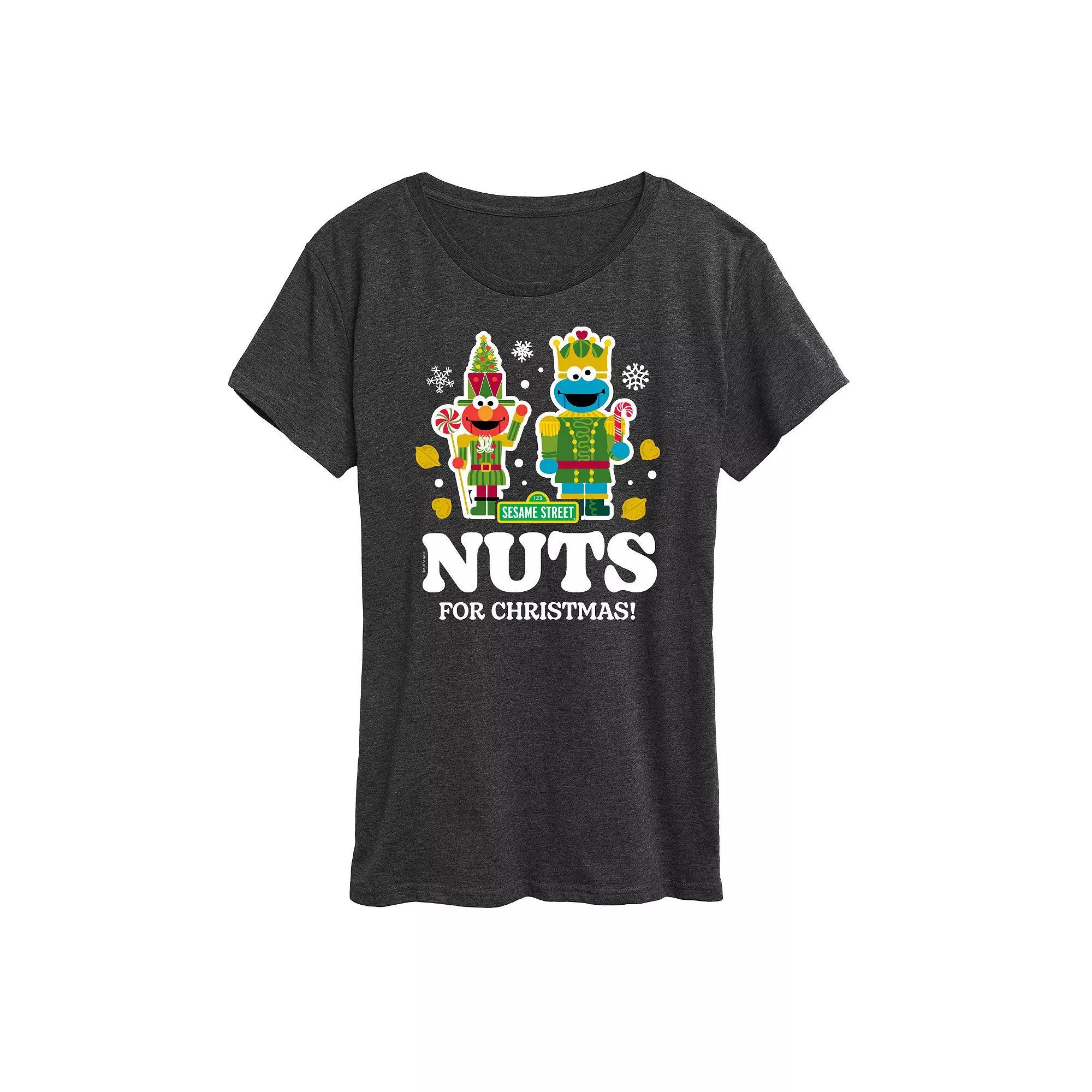 Women's Sesame Street Nuts For Christmas Graphic Tee, Girl's,  Product Image