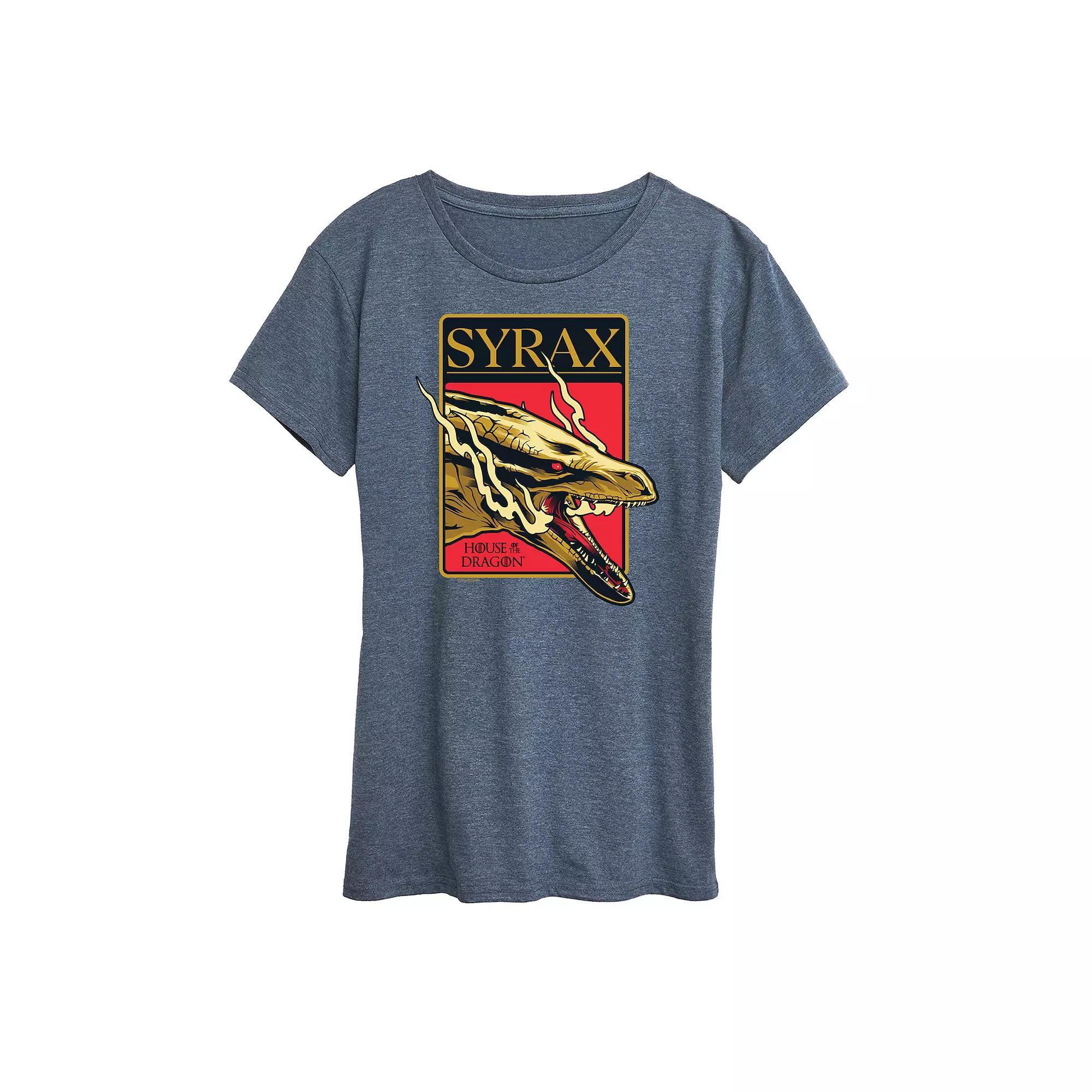 Women's House of the Dragon Syrax Badge Graphic Tee, Size: XXL, Grey Blue Product Image